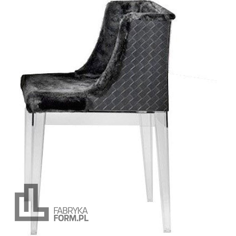 Krzesło Mademoiselle Kravitz futro skóra przeźroczysty korpus