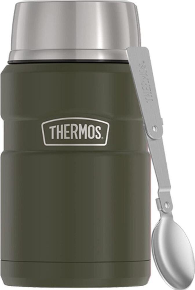 Termos obiadowy ze składaną łyżką Style 710 ml ciemnozielony 2 el.