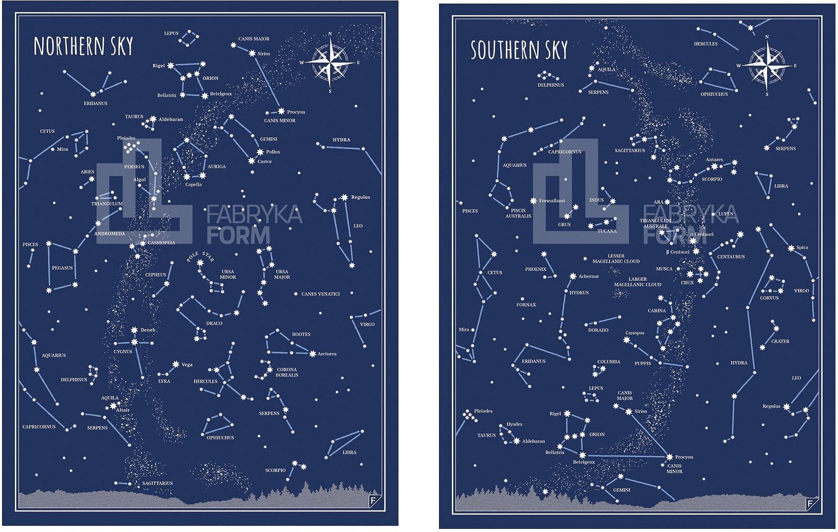 Plakat Nothern Sky i Southern Sky w zestawie 2 szt.