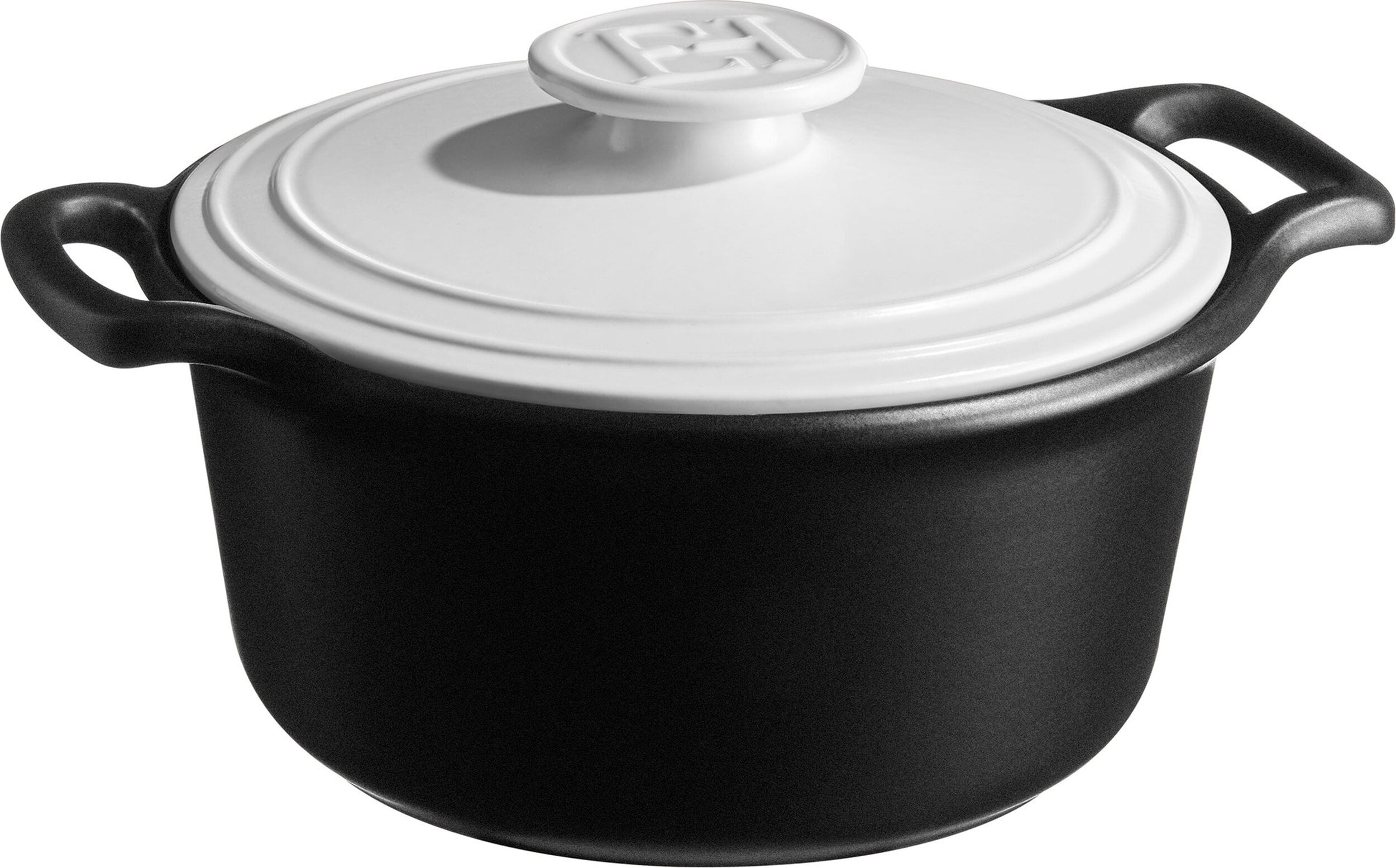 Garnek ceramiczny Sublime+ 5 5 l czarny z białą pokrywą