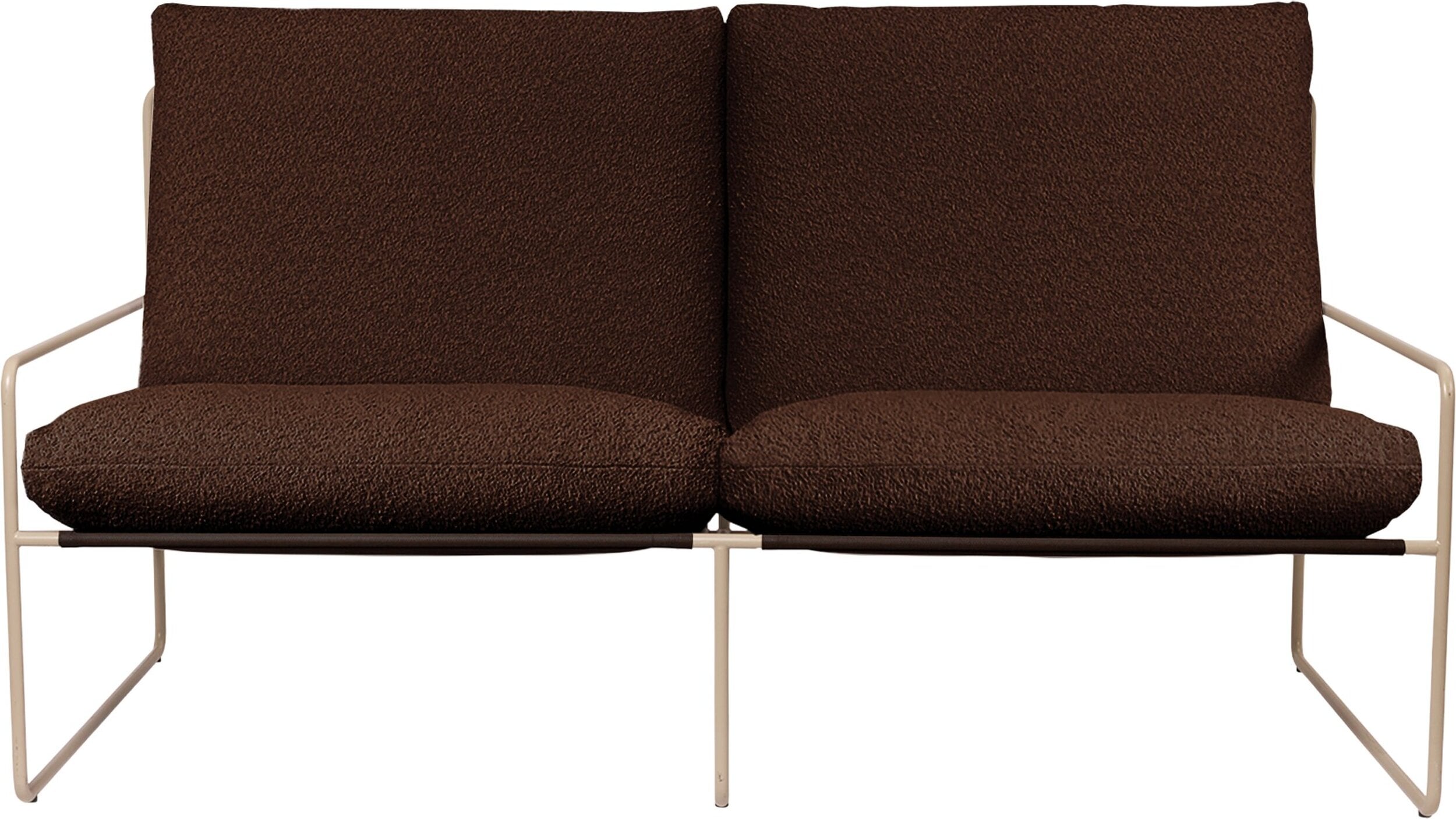 Sofa ogrodowa dwuosobowa Desert Pure Bouclé brązowa z jasną ramą