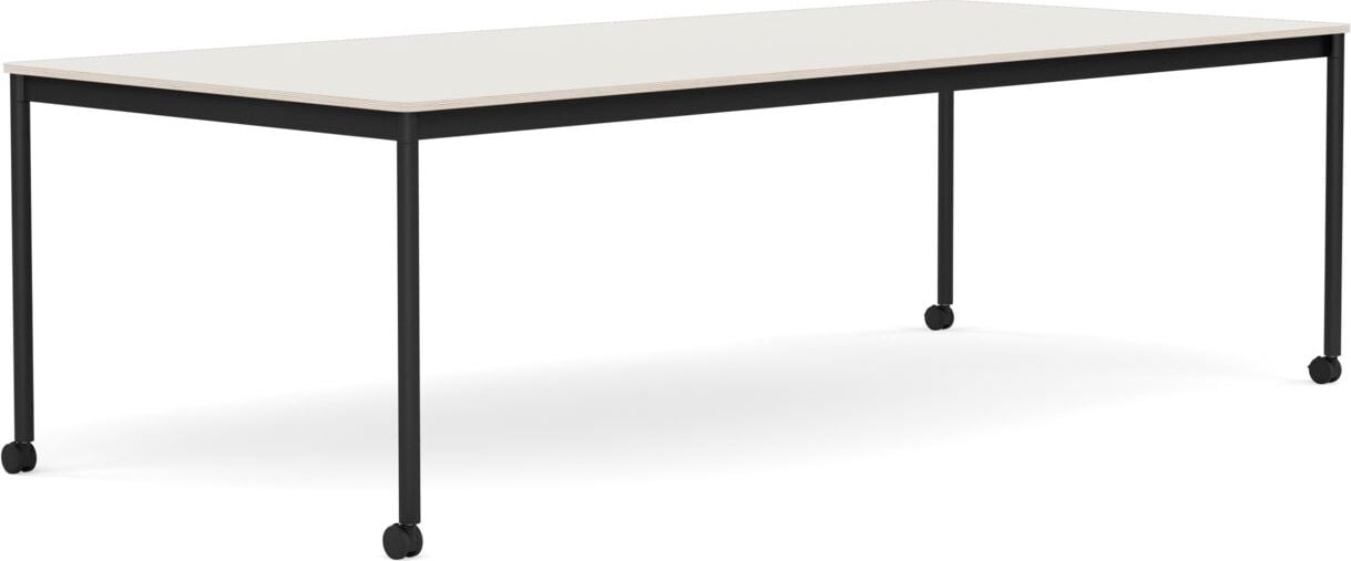 Stół na kółkach Base 110 x 250 cm biały nanolaminat nogi czarne