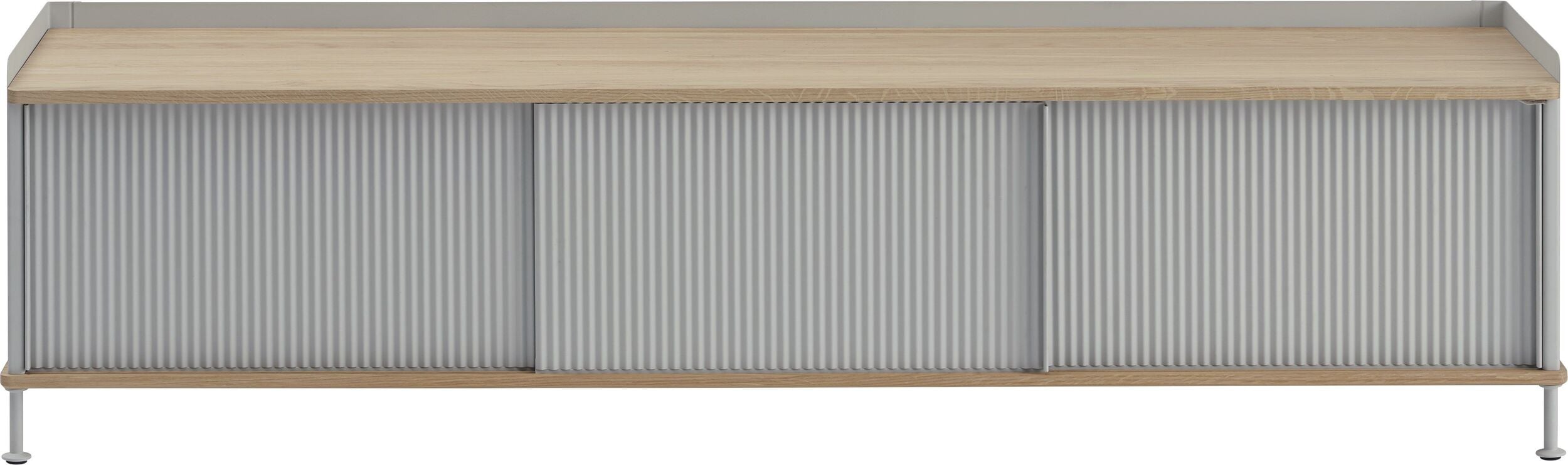 Szafka Enfold 186 cm szara z dębowym blatem