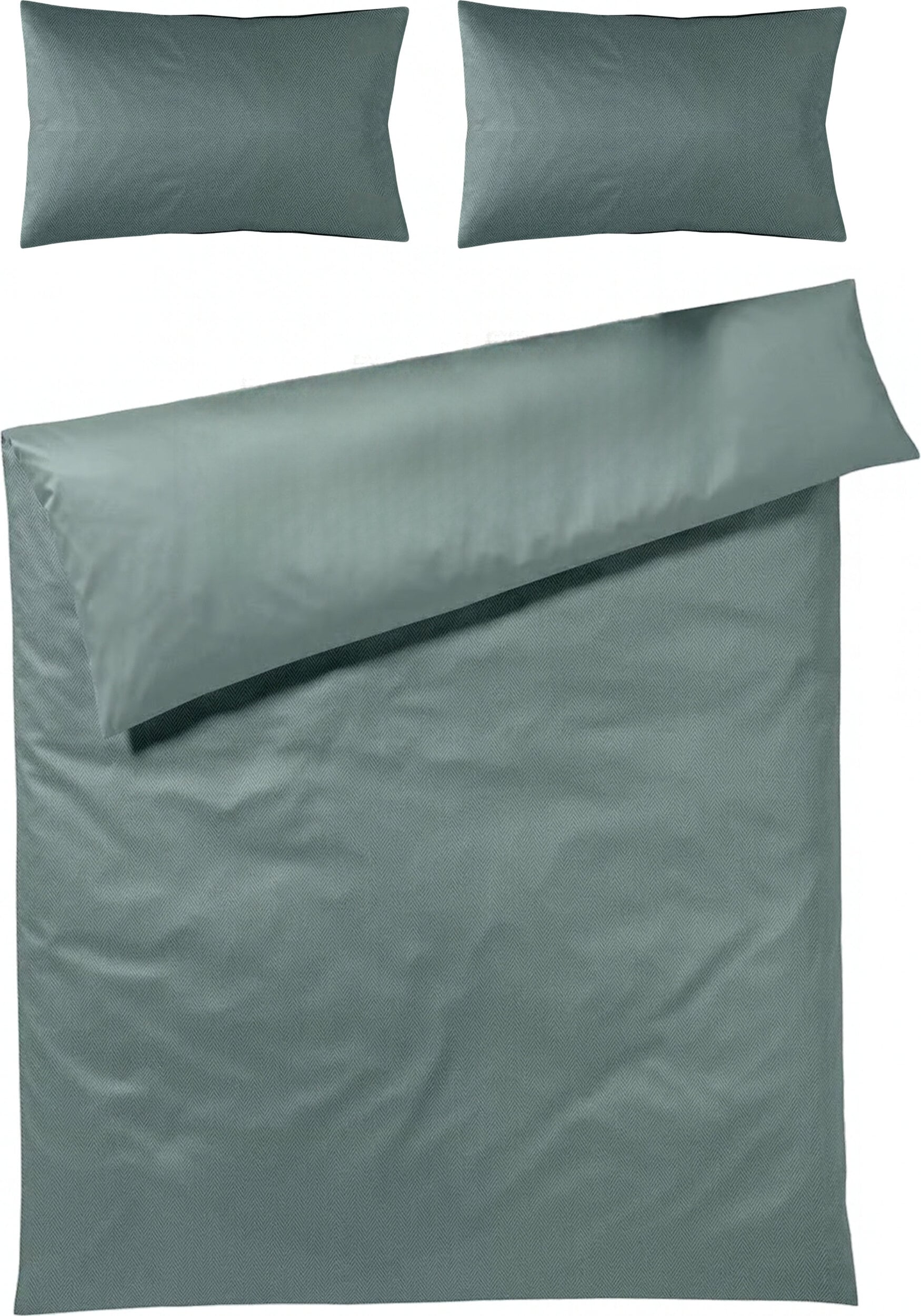 Pościel Herringbone 240 x 220 cm Emerald z bawełny satynowej z 2 poszewkami na poduszki 40 x 80 cm