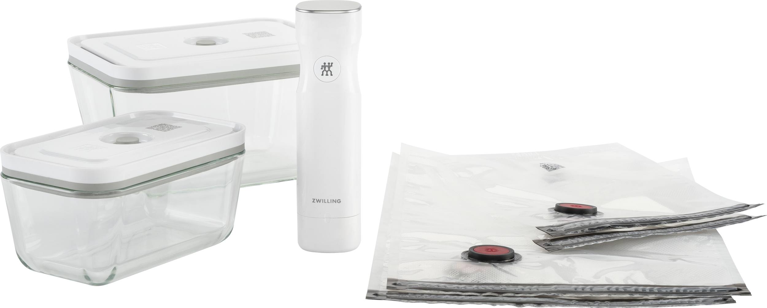 Pojemniki próżniowe Zwilling Fresh & Save szklane z workami i pompką 7 el.