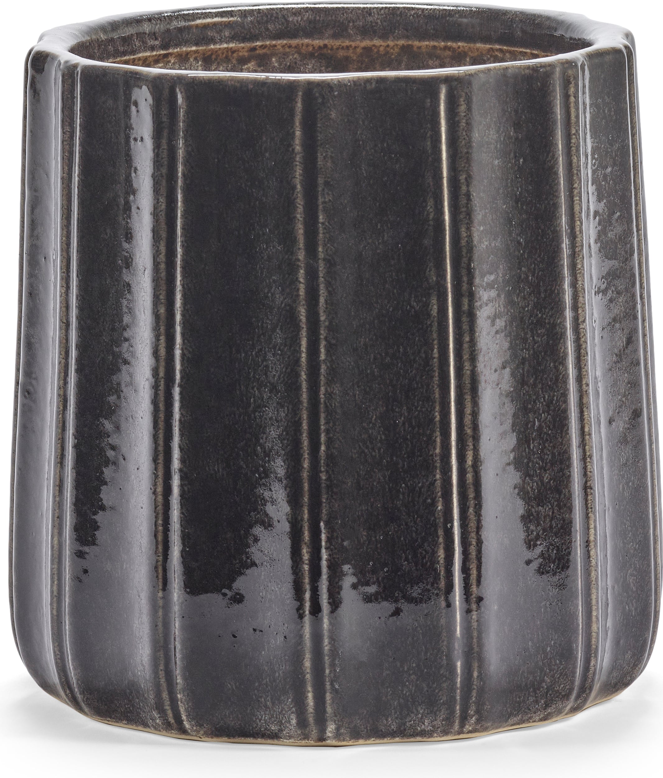Osłonka na doniczkę Glazed Shades 20 cm brązowa ryflowana