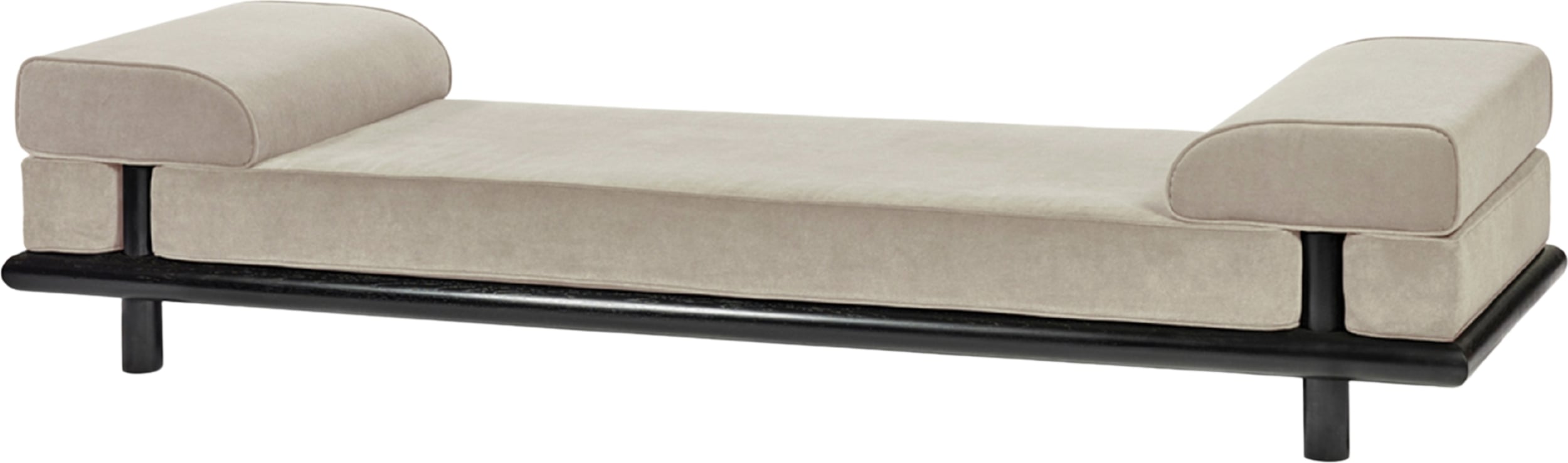Leżanka Beth Velvet 280 cm jasnoszara czarny dąb