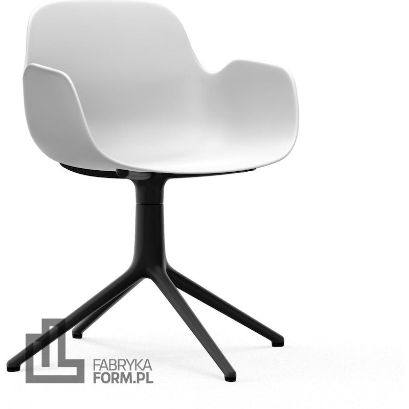 Fotel obrotowy Form Swivel 4L biały na czarnych aluminiowych nogach