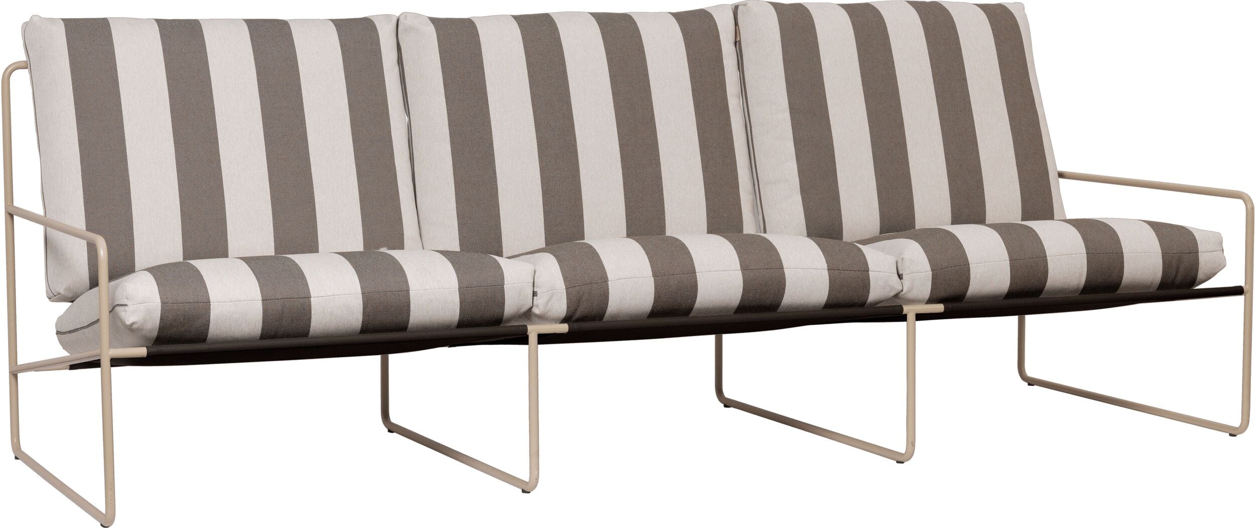 Sofa ogrodowa Desert Stripe potrójna z beżową ramą