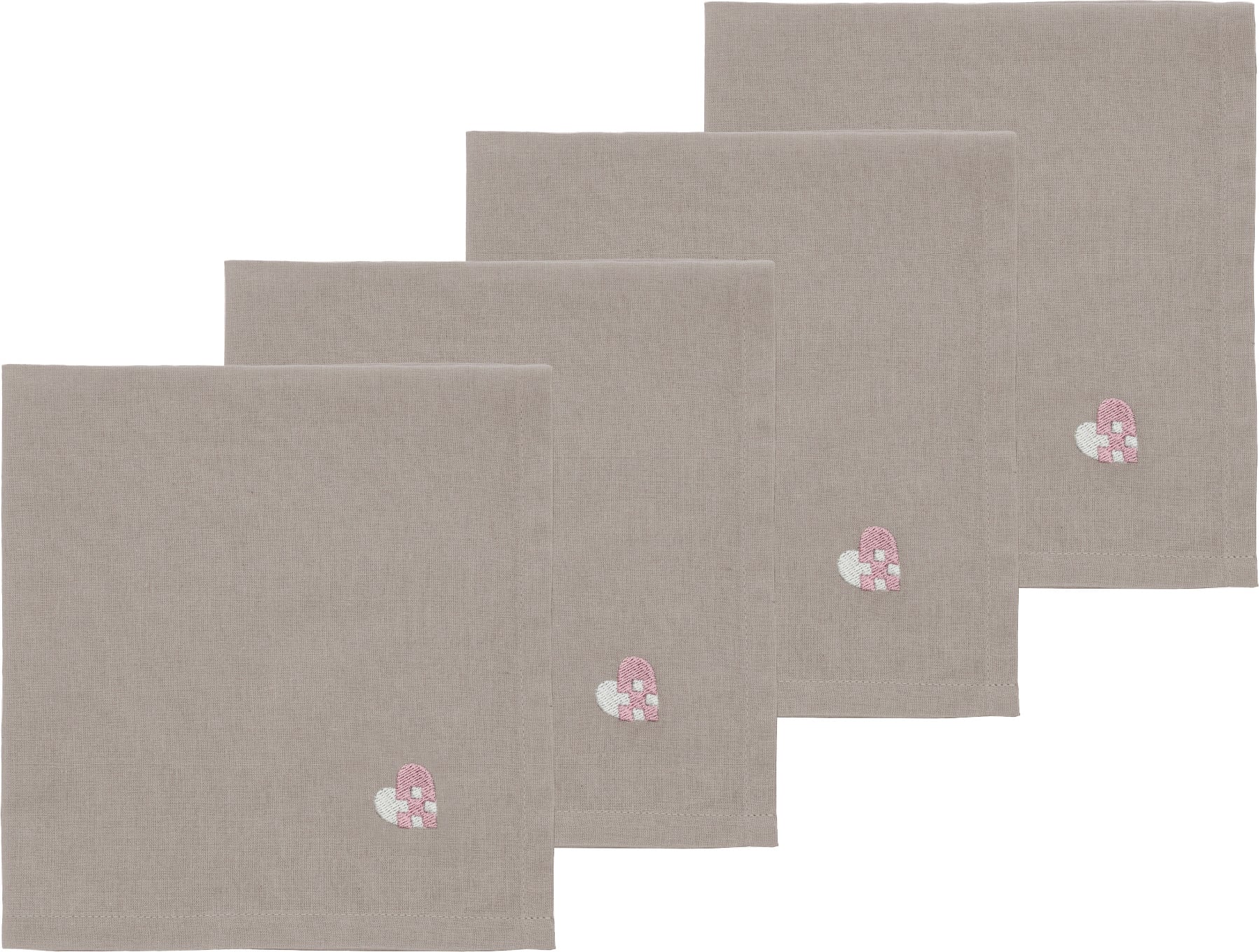 Serwetki materiałowe Christmas Hearts Embroidery różowo-brązowe 4 szt.