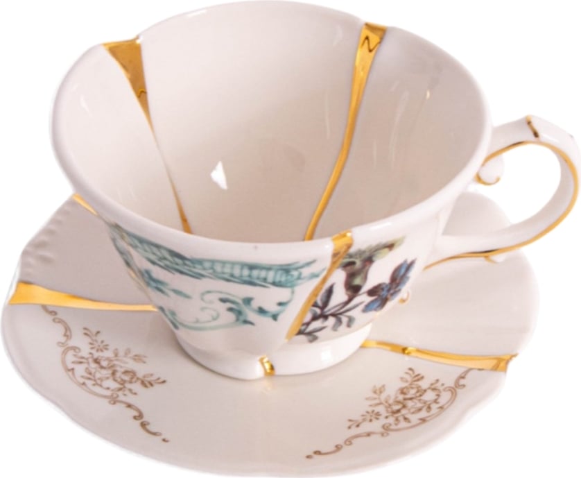 Filiżanka do herbaty Kintsugi 3 ze spodkiem