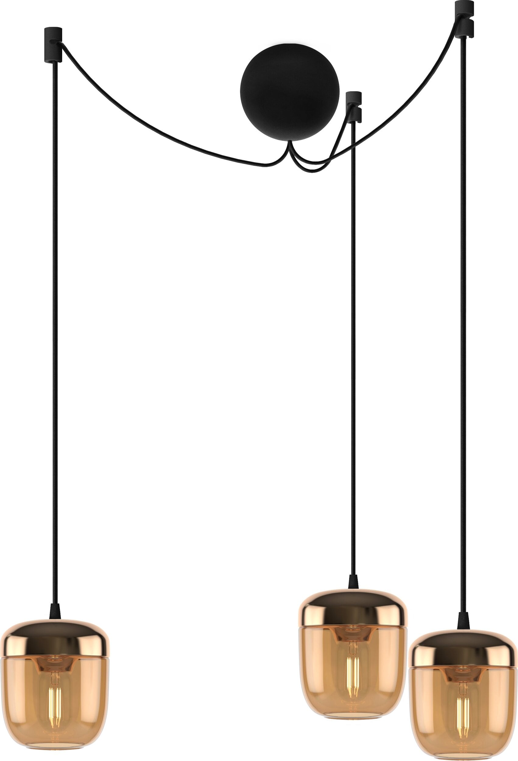 Lampa wisząca Acorn bursztynowy mosiądz potrójna