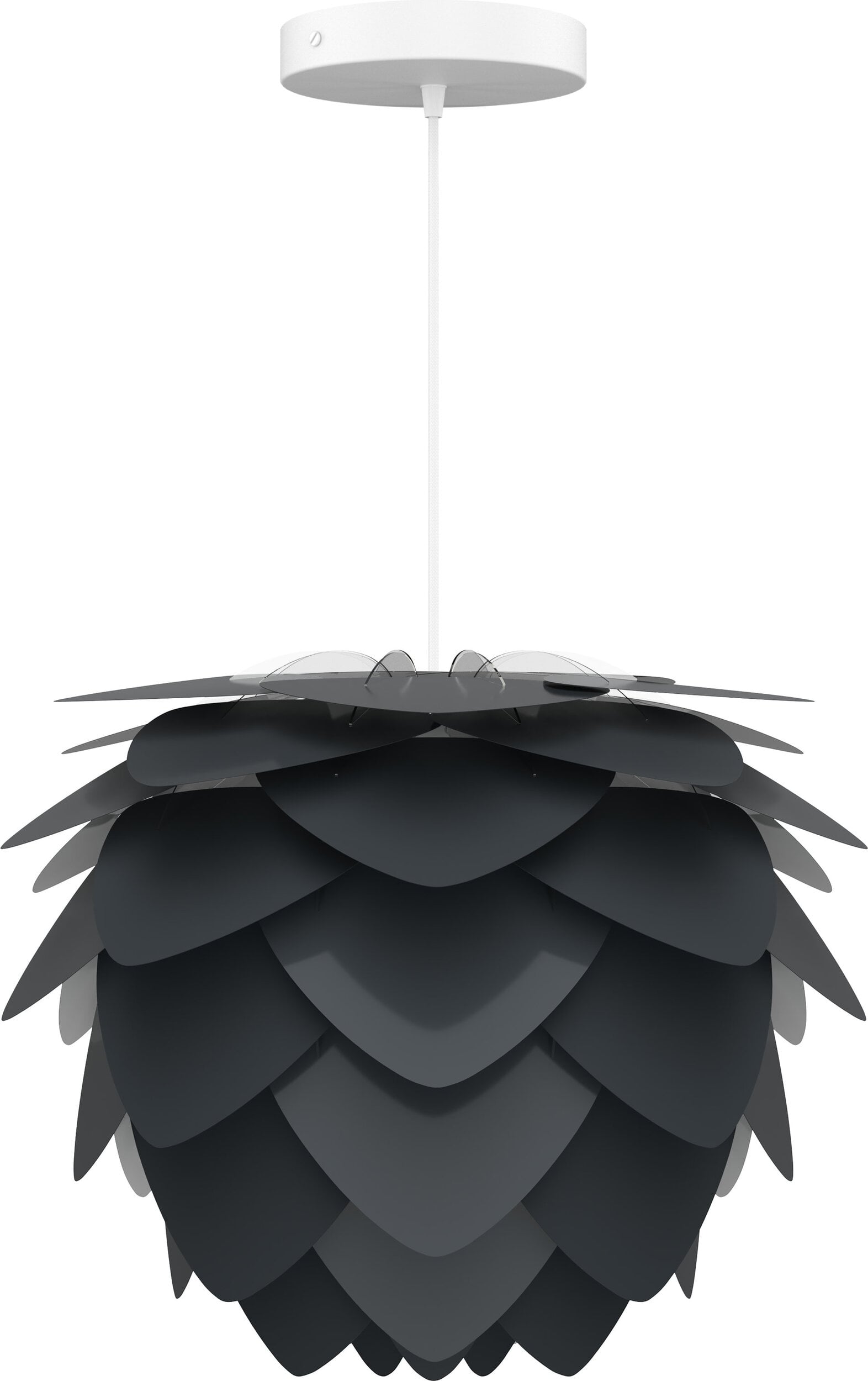 Lampa wisząca Aluvia mini antracytowa szarość z białą rozetą