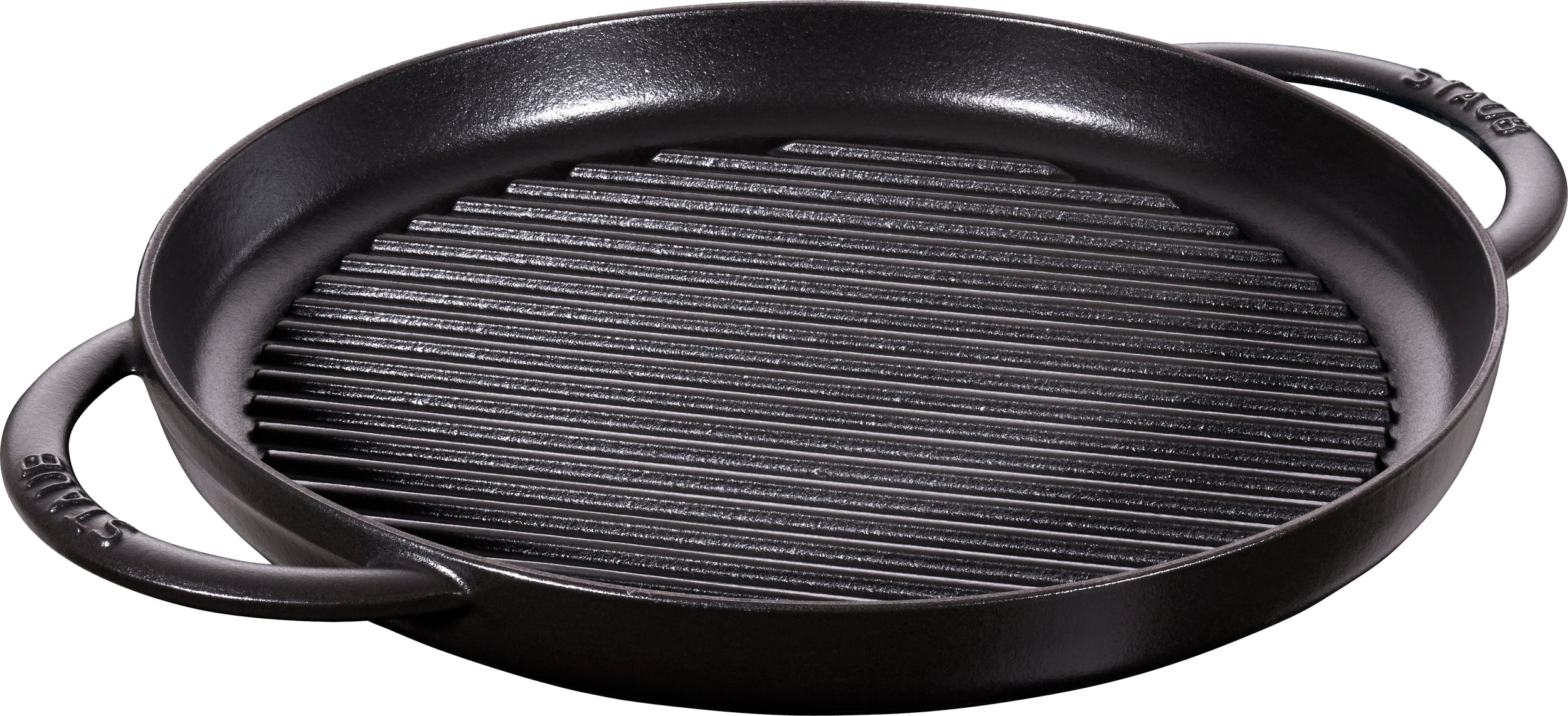 Patelnia grillowa Staub 30 cm czarna z dwoma uchwytami