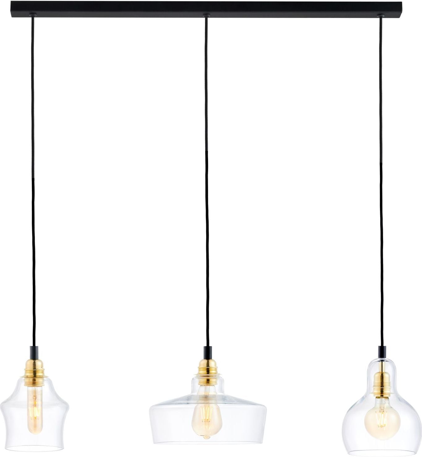 Lampa wisząca listwa Longis 3 czarno-złota
