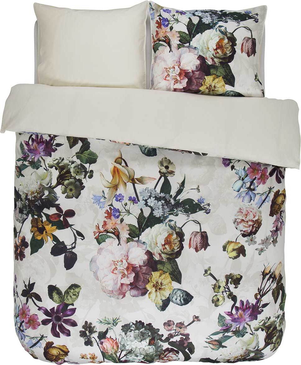 Pościel Fleur 240 x 220 cm ecru z 2 poszewkami na poduszki 60 x 70 cm zapięcie flap