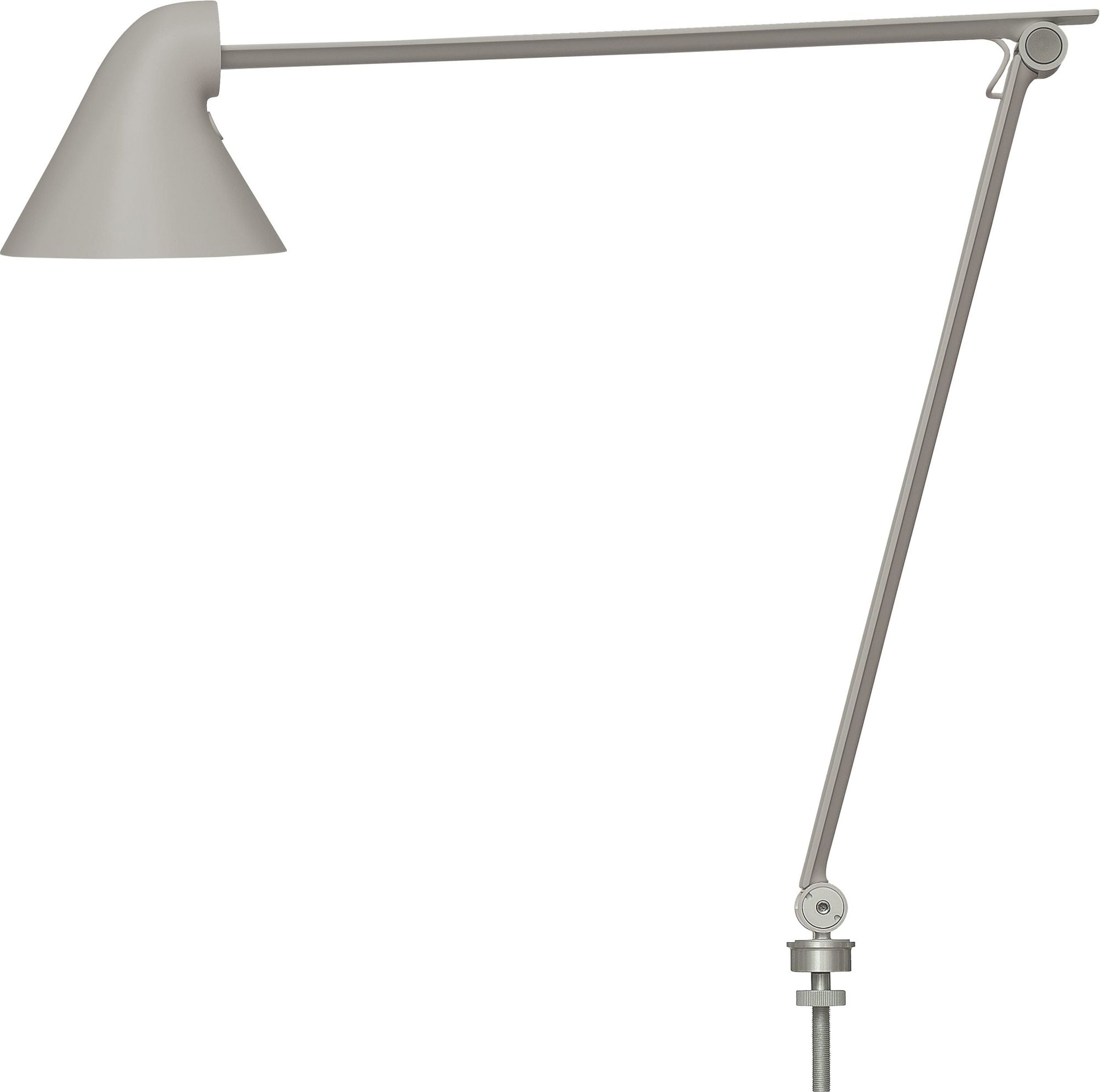 Lampa biurkowa NJP LED 2700 K jasnoszara z mocowaniem do blatu o średnicy 10 cm