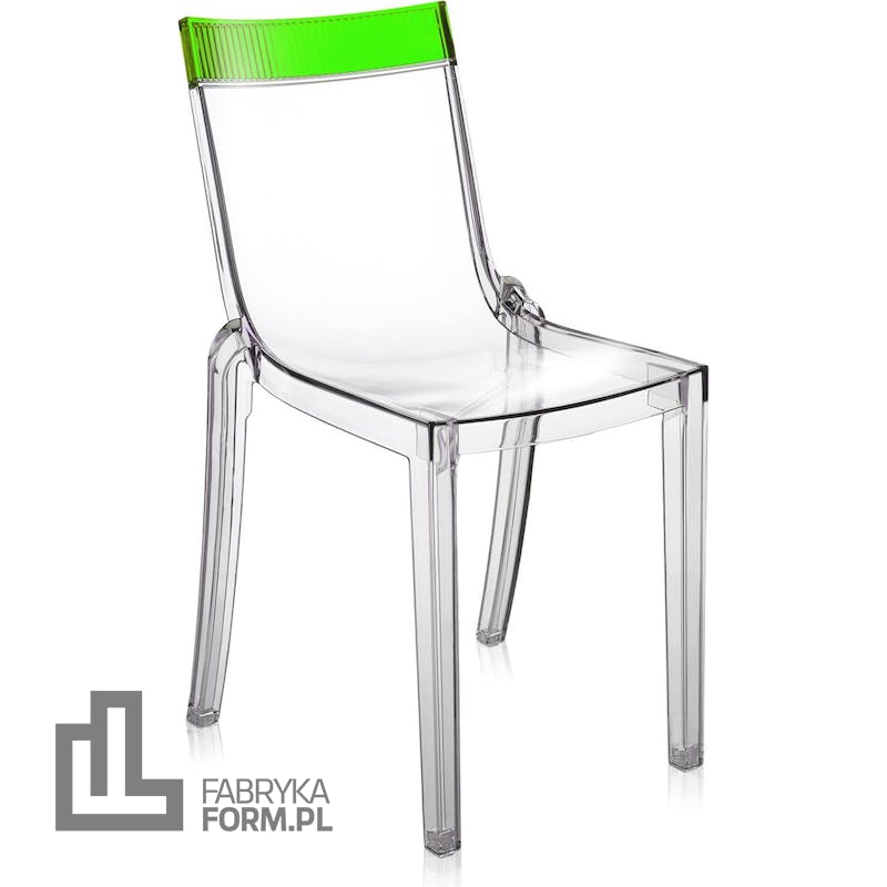 Krzesło Hi-Cut przezroczyste z zielonym paskiem