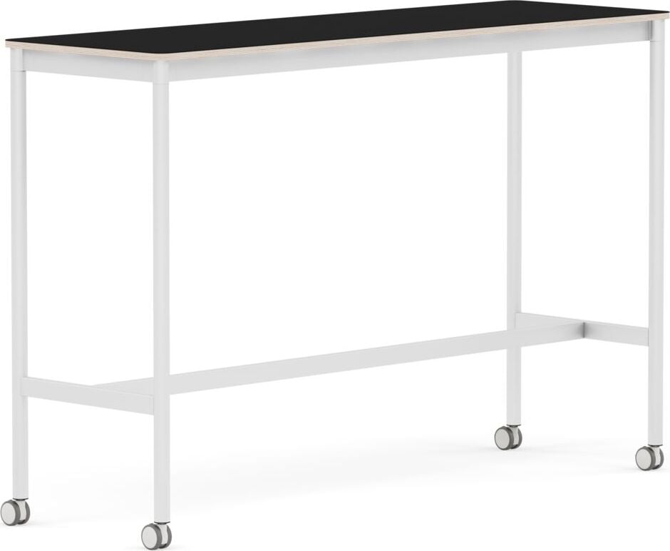 Stół na kółkach Base 50 x 160 x 105 cm czarny laminowany nogi białe