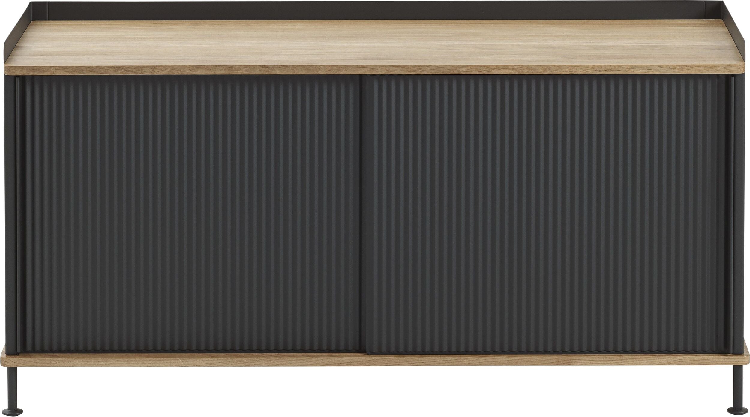 Szafka Enfold 124 cm czarna z dębowym blatem