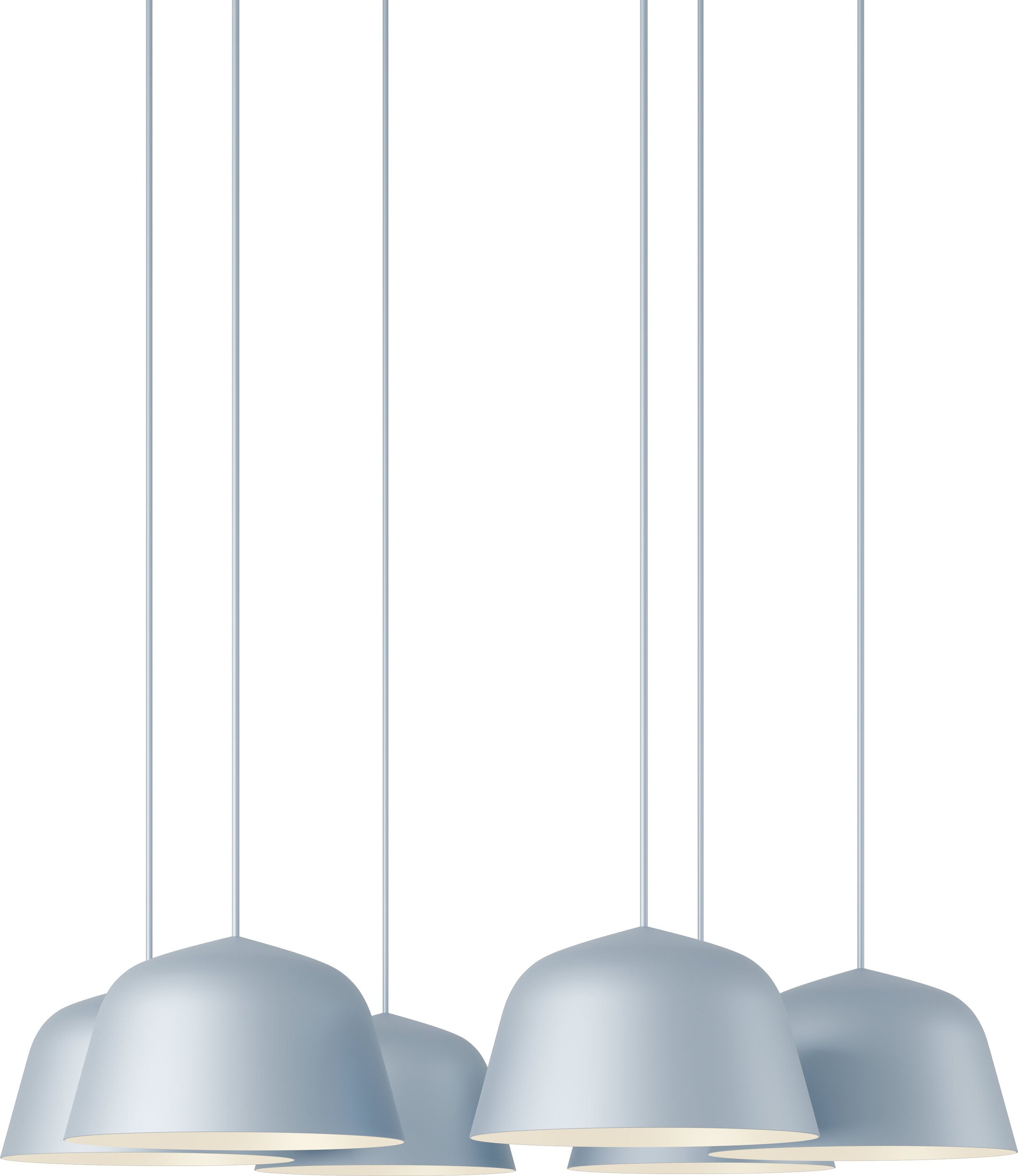 Lampa wisząca z 6 kloszami Ambit jasnoniebieska