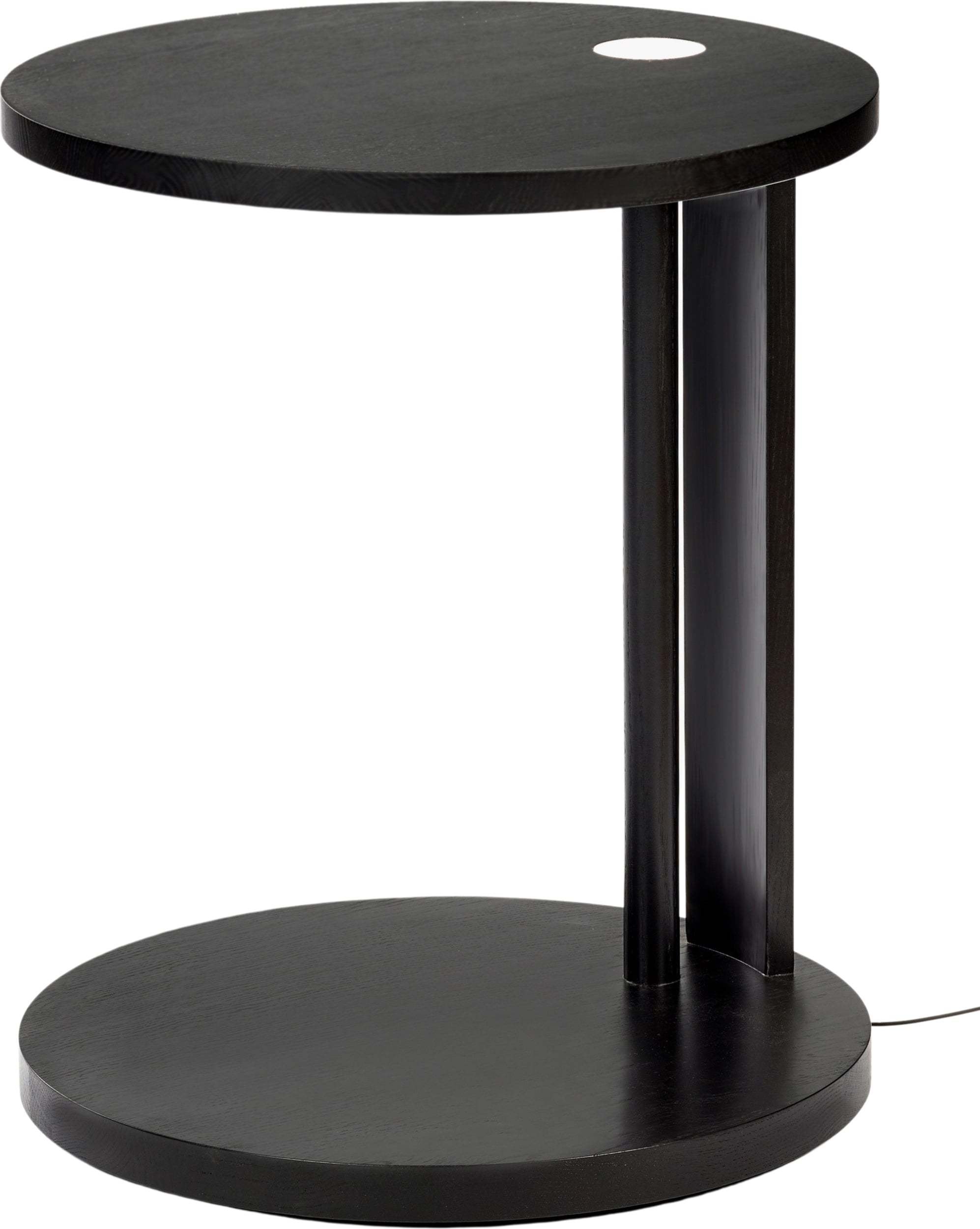 Stolik boczny z wbudowanym oświetleniem LED Aura 62 cm czarny drewno bukowe