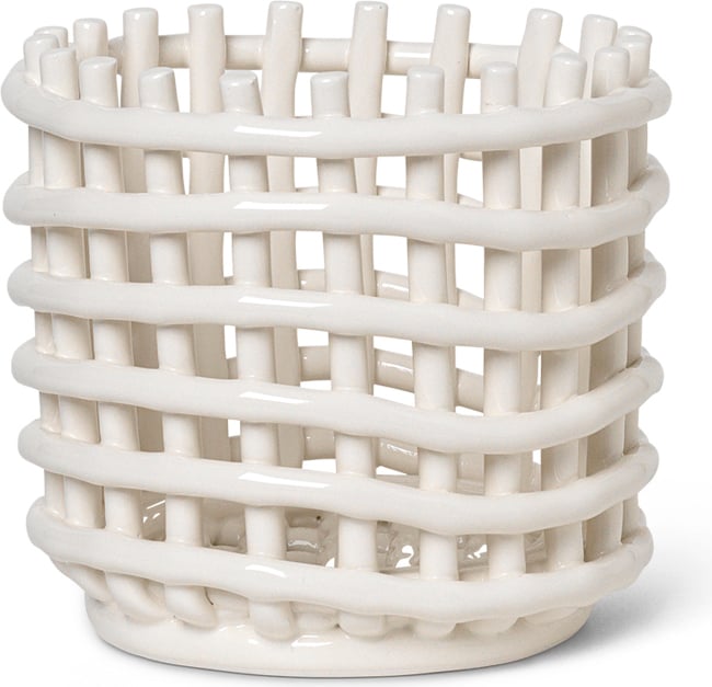 Kosz do przechowywania Ferm Living 14 5 cm beżowy ceramiczny