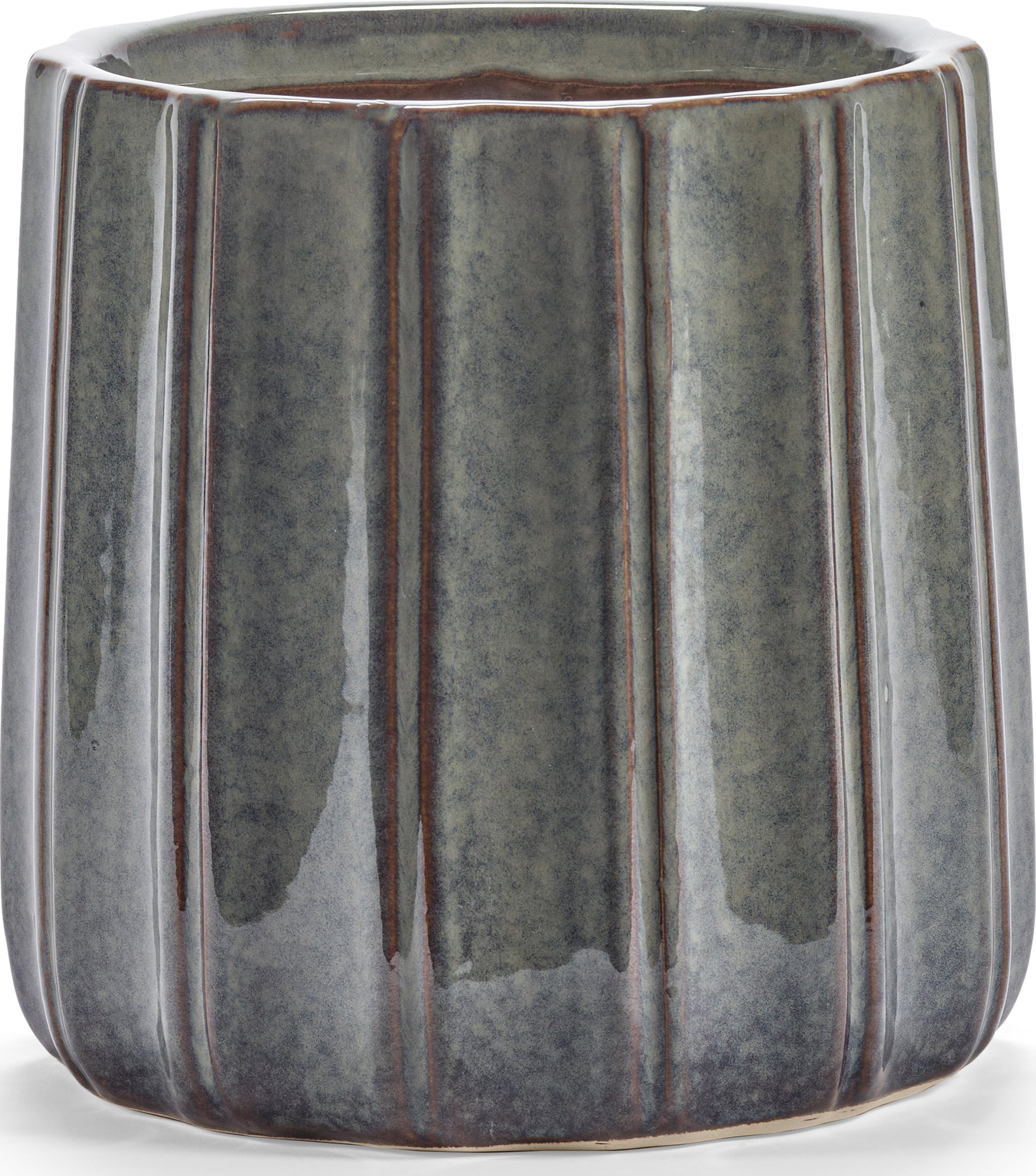 Osłonka na doniczkę Glazed Shades 20 cm niebieskoszara ryflowana
