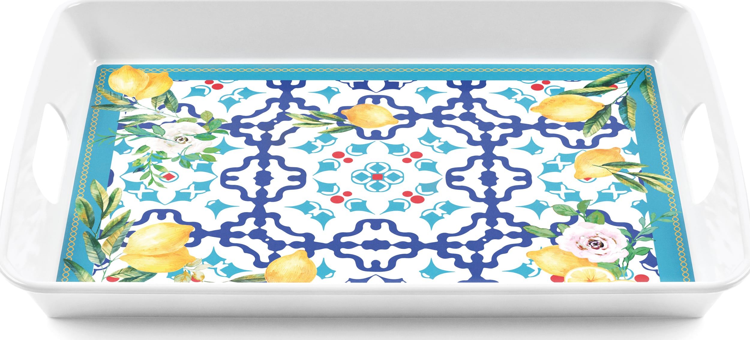 Taca do serwowania Flowers & Lemon niebieska