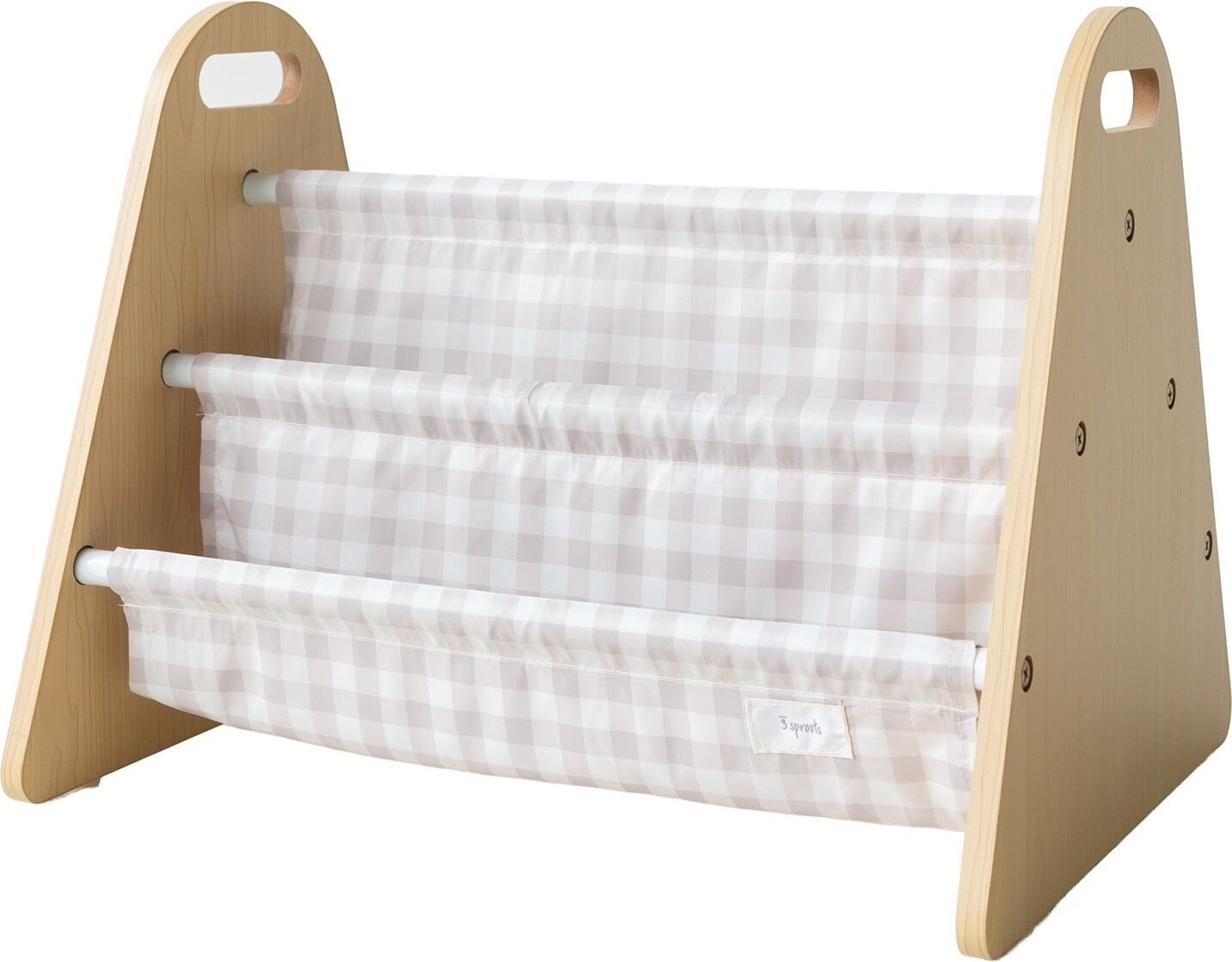 Stojak na książki dla dzieci 3 Sprouts Gingham beżowy przenośny