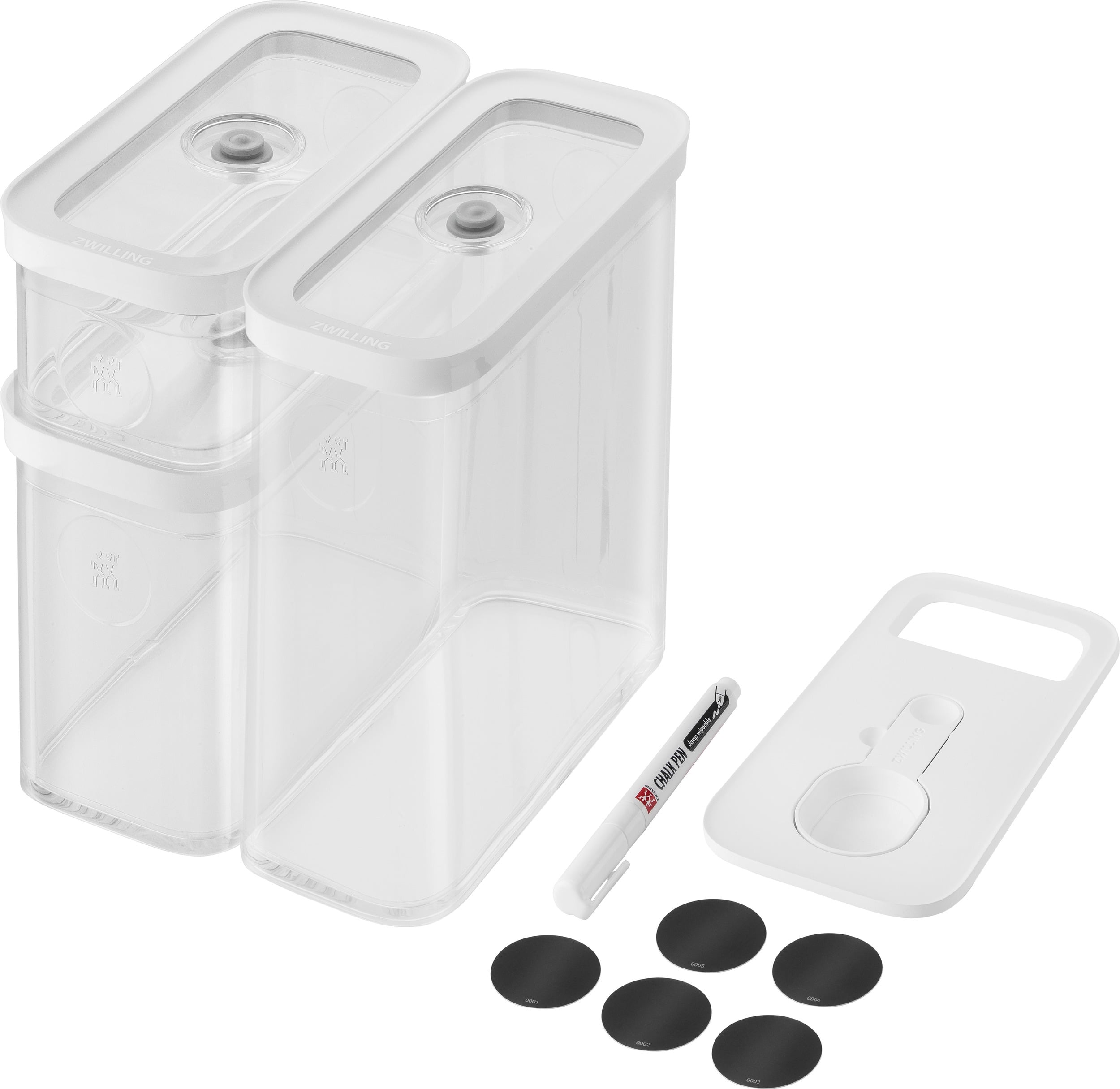 Pojemniki próżniowe Fresh & Save Cube M z wkładem etykietami i markerem kredowym 10 el.