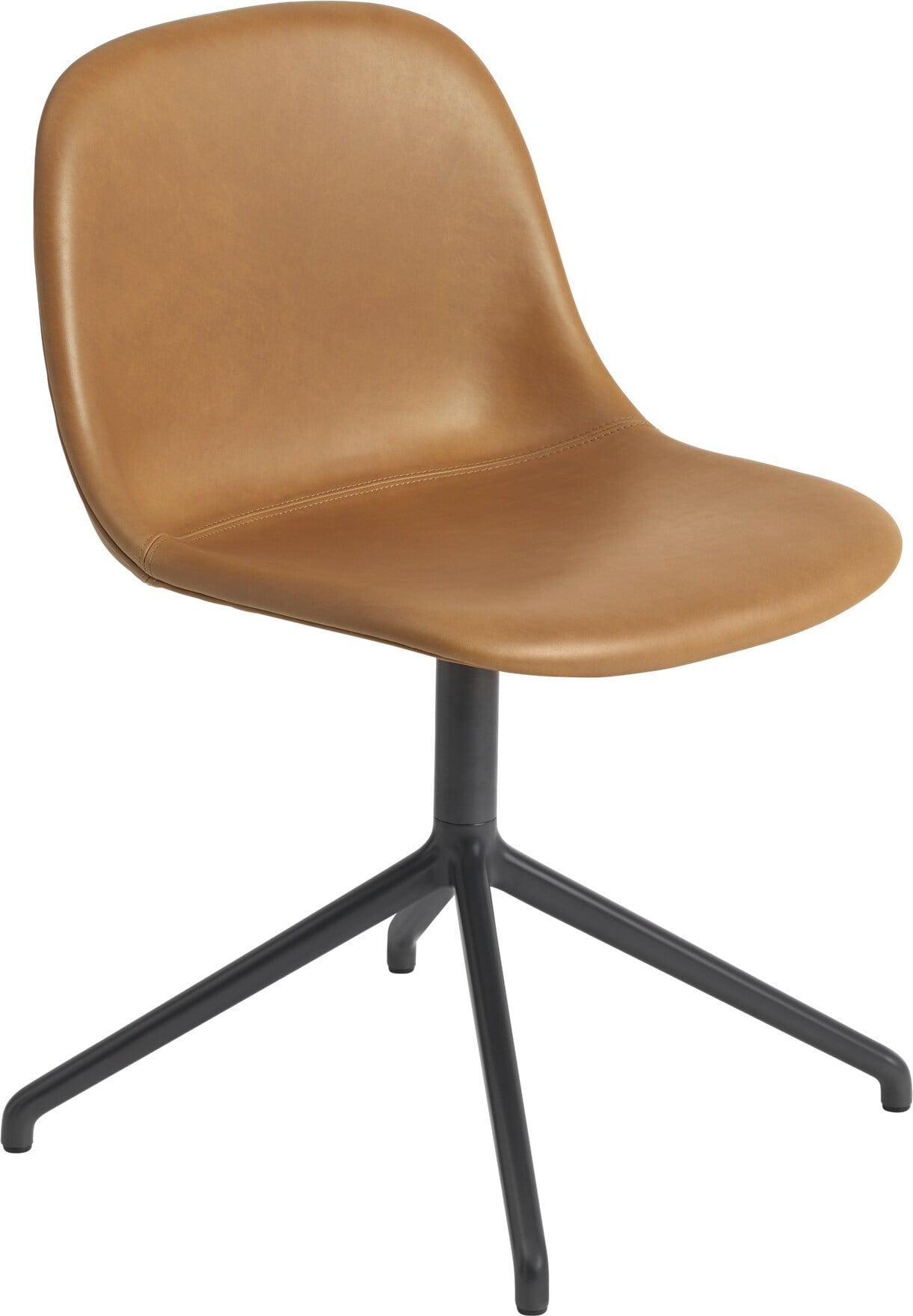 Krzesło Fiber Swivel Refine Leather Cognac tapicerowane na aluminiowych nogach