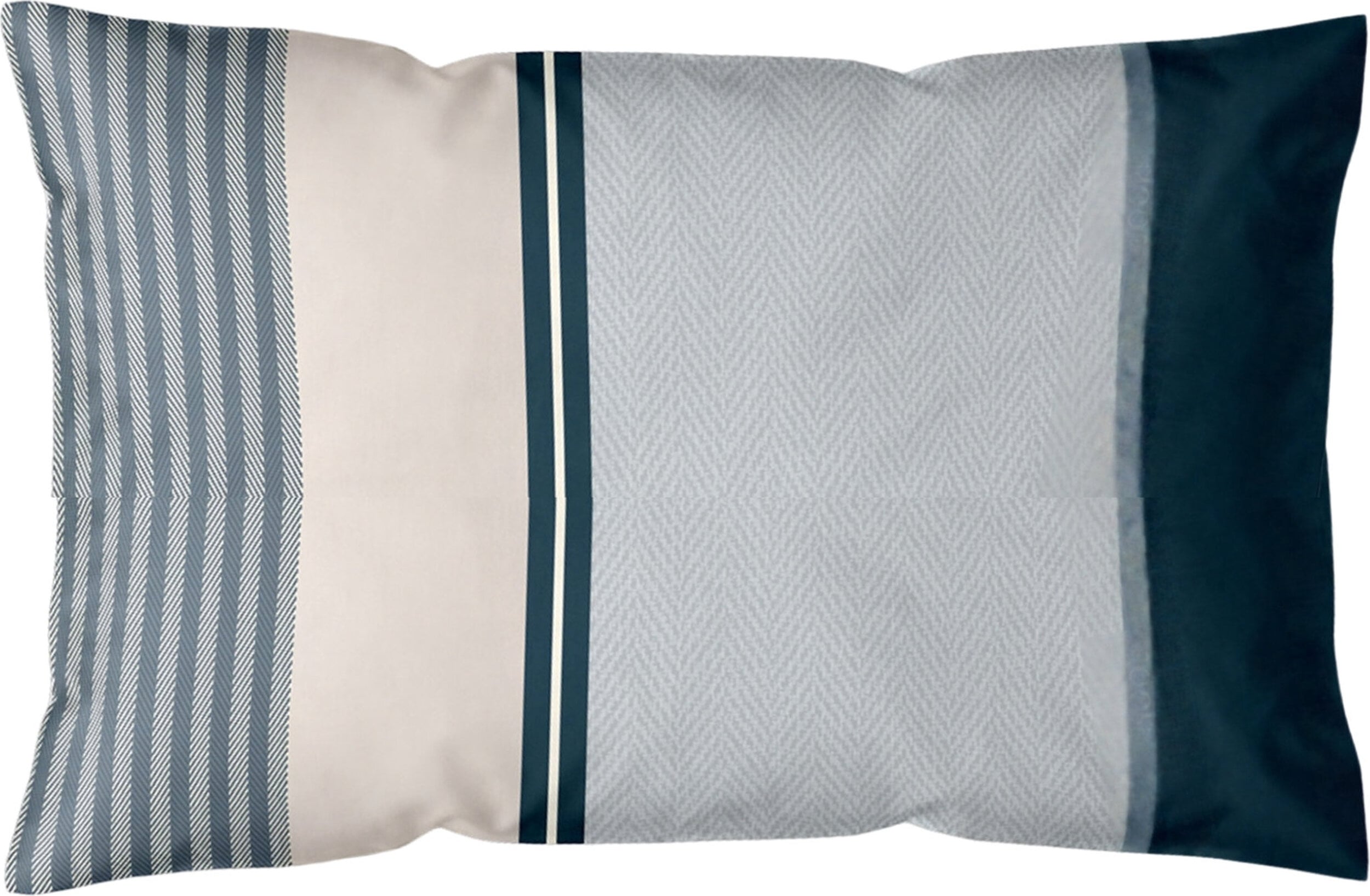Poszewka na poduszkę Herringbone Stripes 40 x 80 cm Ocean z bawełny satynowej