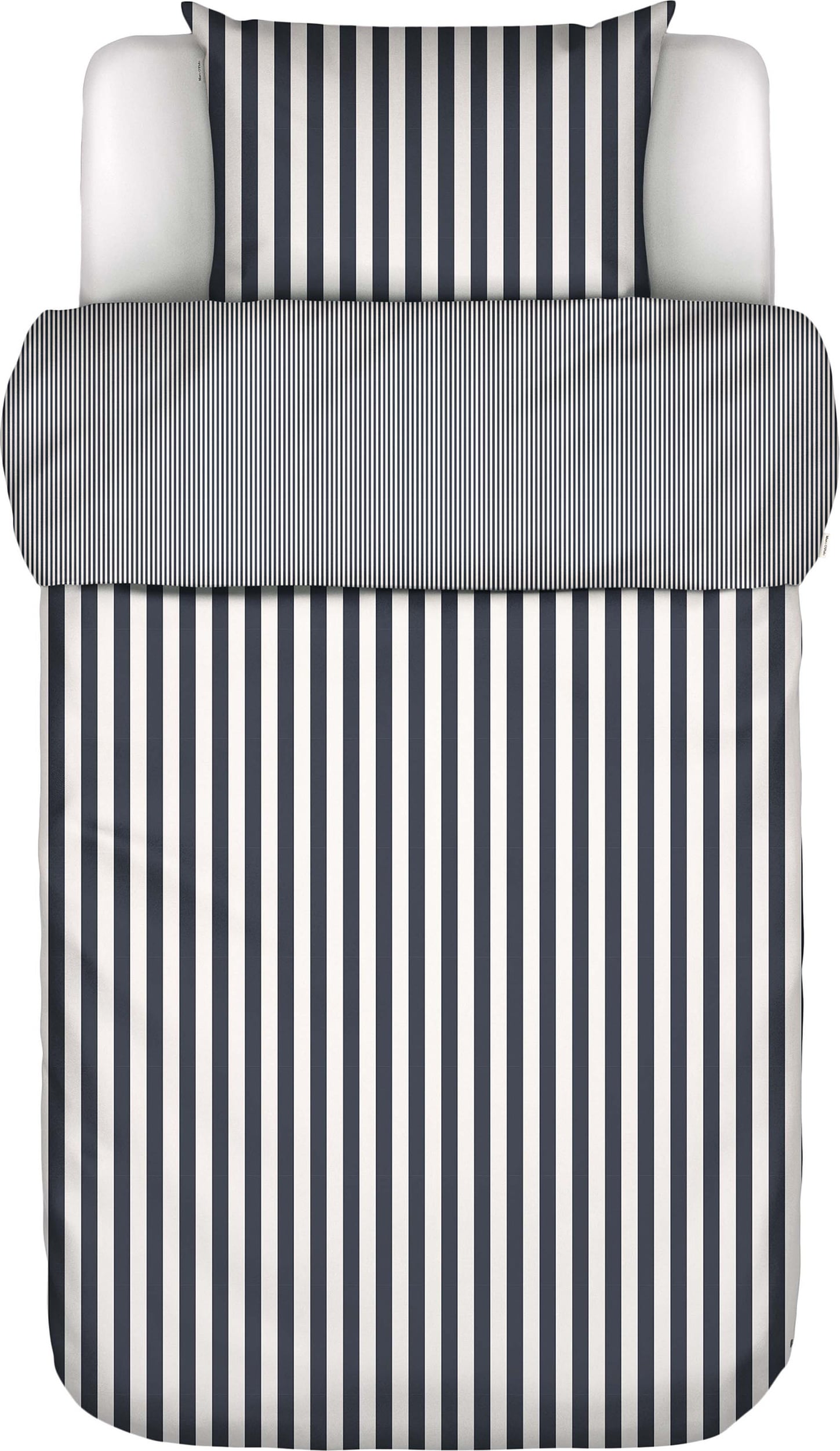 Pościel Classic Stripe 135 x 200 cm biało-granatowa z poszewką na poduszkę 80 x 80 cm zapięcie suwak