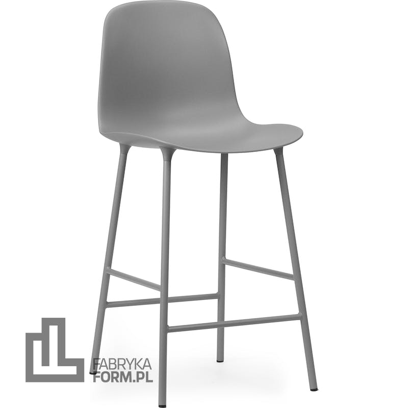 Krzesło barowe Form 65 cm szare na stalowych nogach