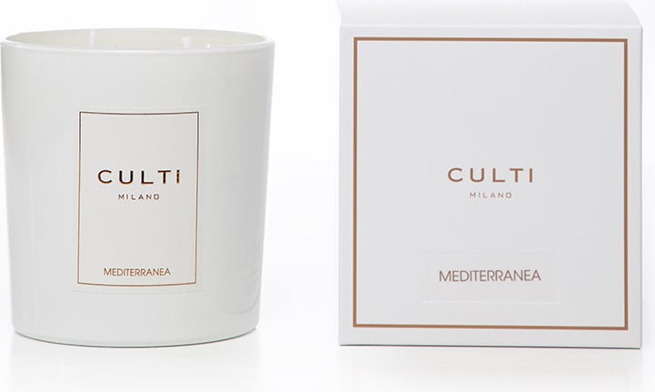 Świeca zapachowa Culti Mediterranea 550 g biała w błyszczącym szkle