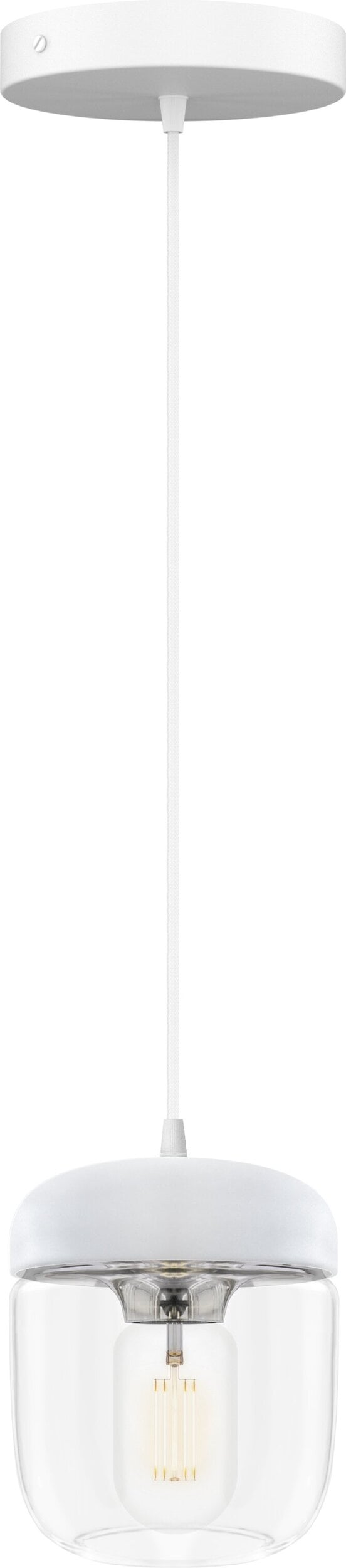 Lampa wisząca Acorn biała z polerowaną stalą pojedyncza
