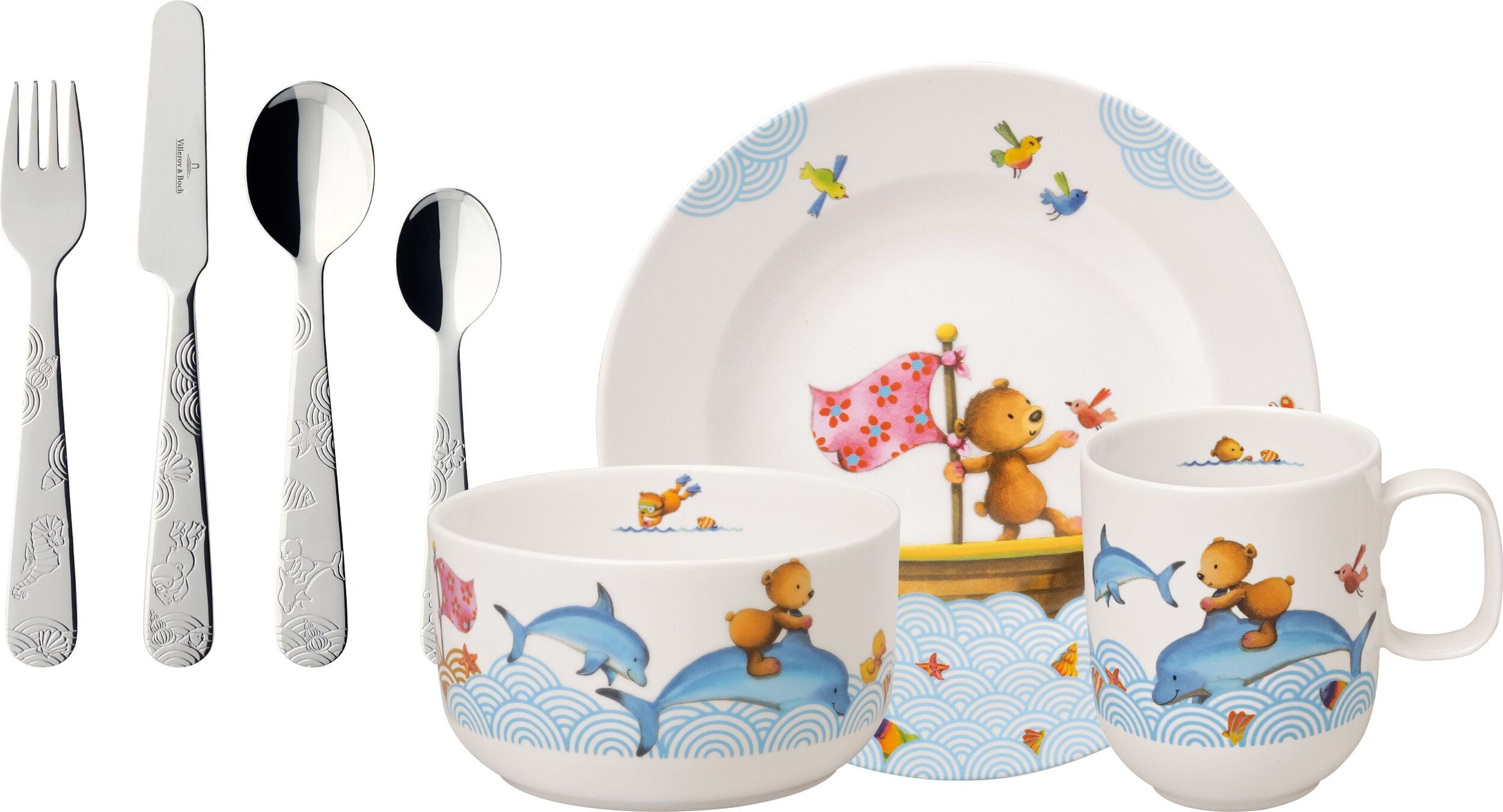 Sztućce i naczynia dziecięce Happy as a Bear 7 el.