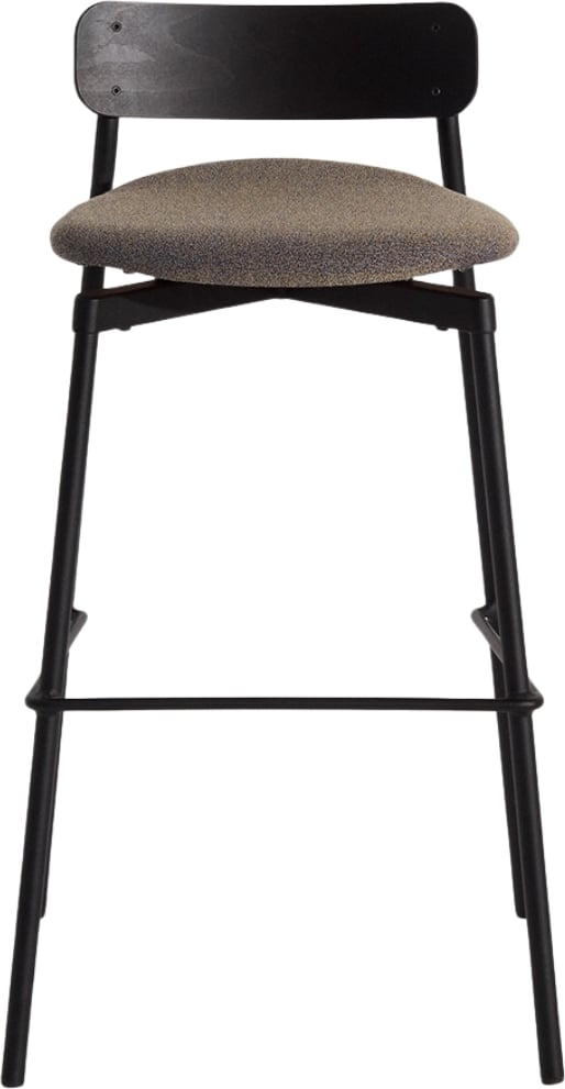 Stołek barowy Fromme Wood 75 cm z tapicerowanym siedziskiem beż