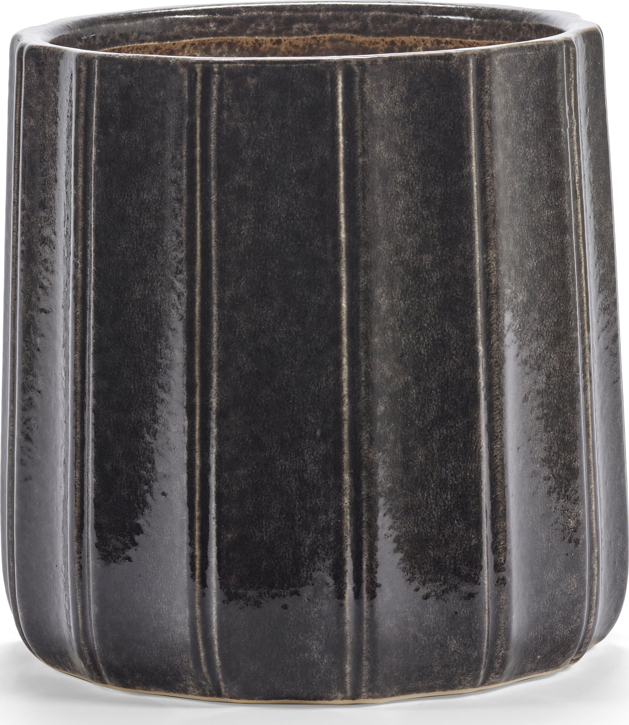 Osłonka na doniczkę Glazed Shades 27 cm brązowa ryflowana