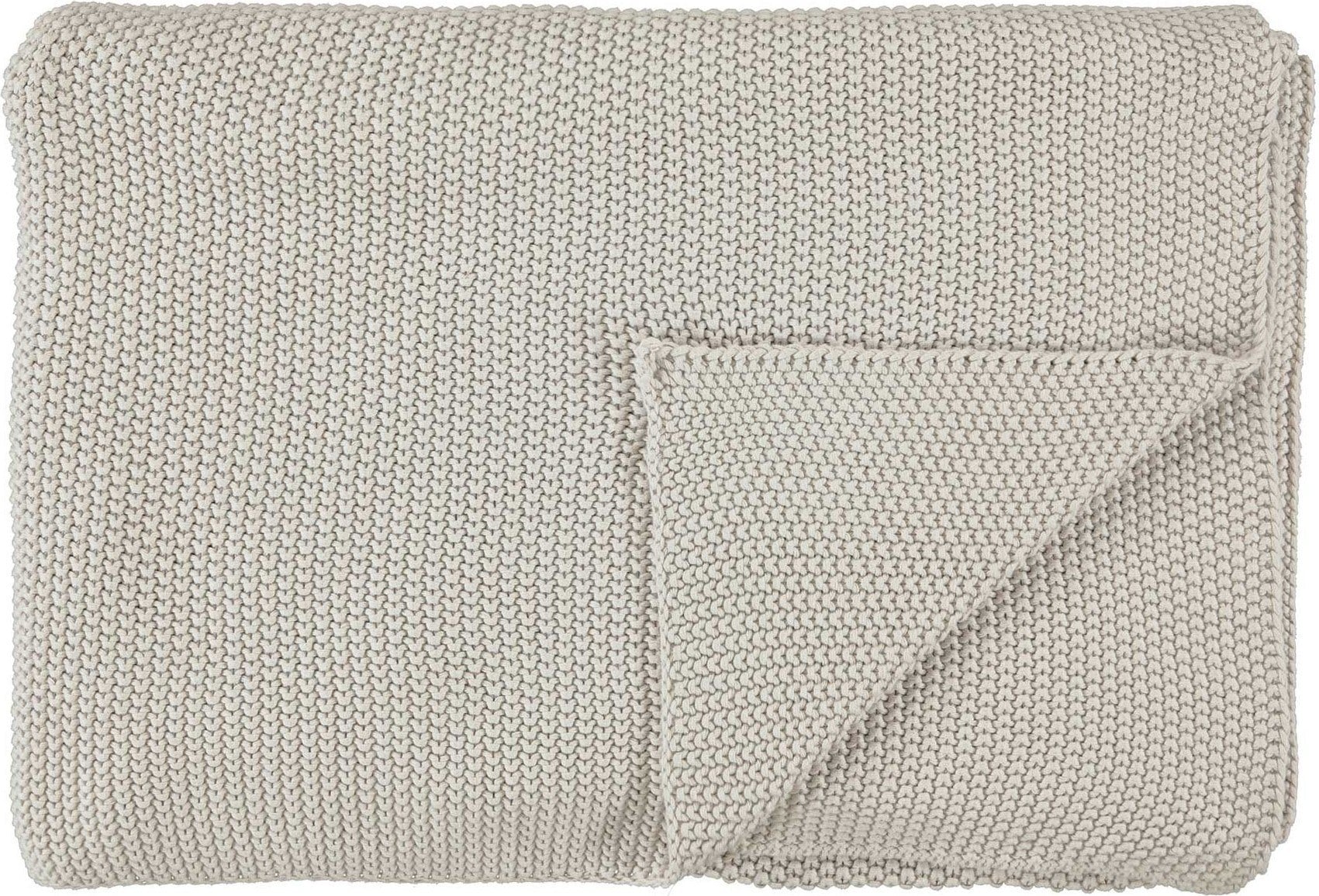 Pled Nordic Knit 130 x 170 cm beżowy z bawełny organicznej