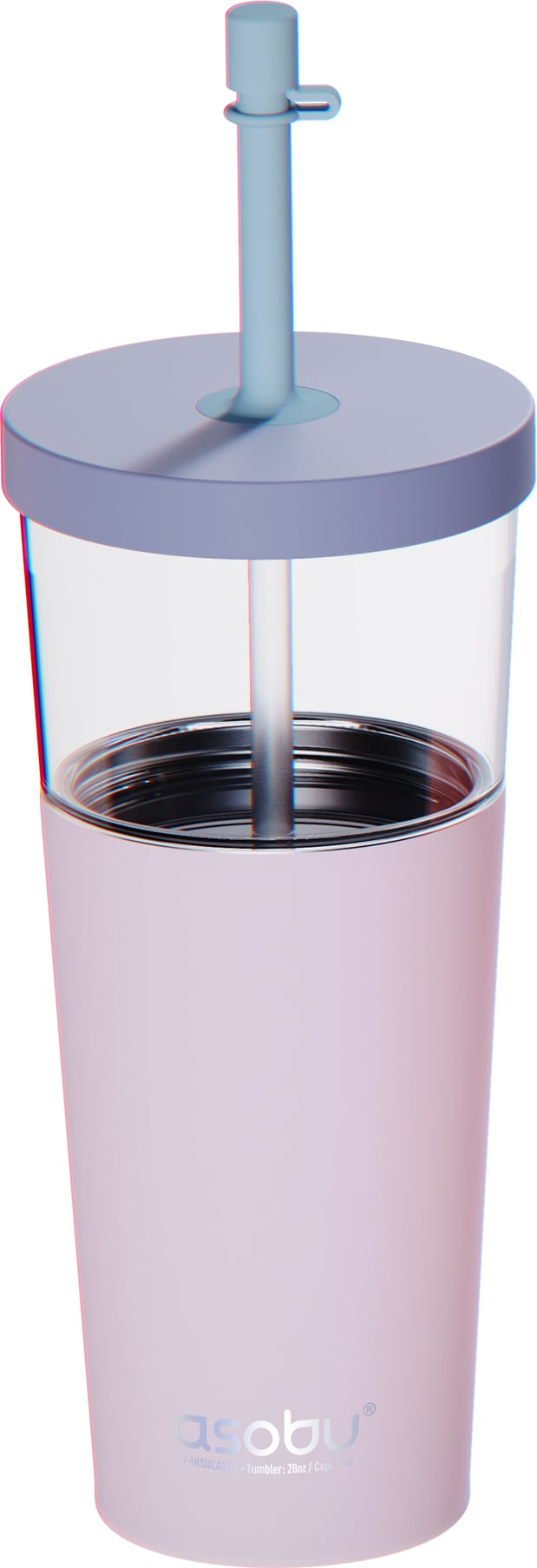 Kubek termiczny ze słomką Marina 850 ml pastelowy różowy