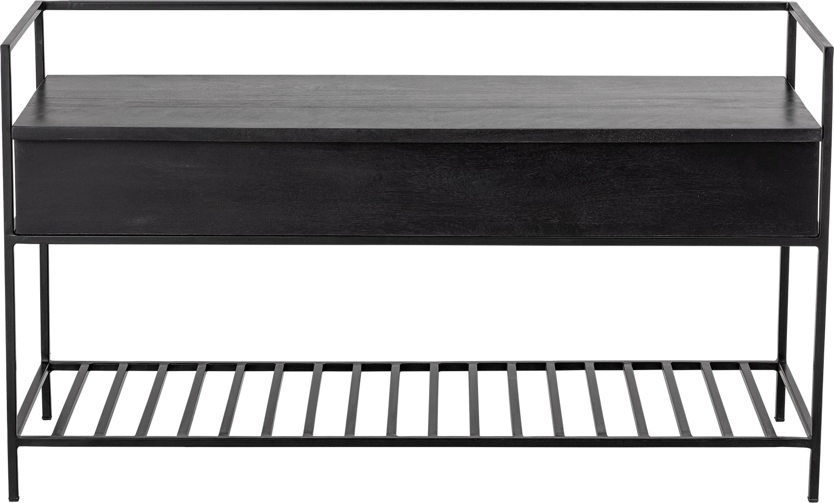 Ławka Abelone 102 cm czarna z drewna mango z miejscem do przechowywania