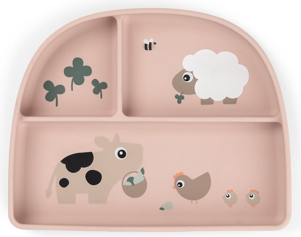 Talerzyk z przyssawką Tiny Farm różowy