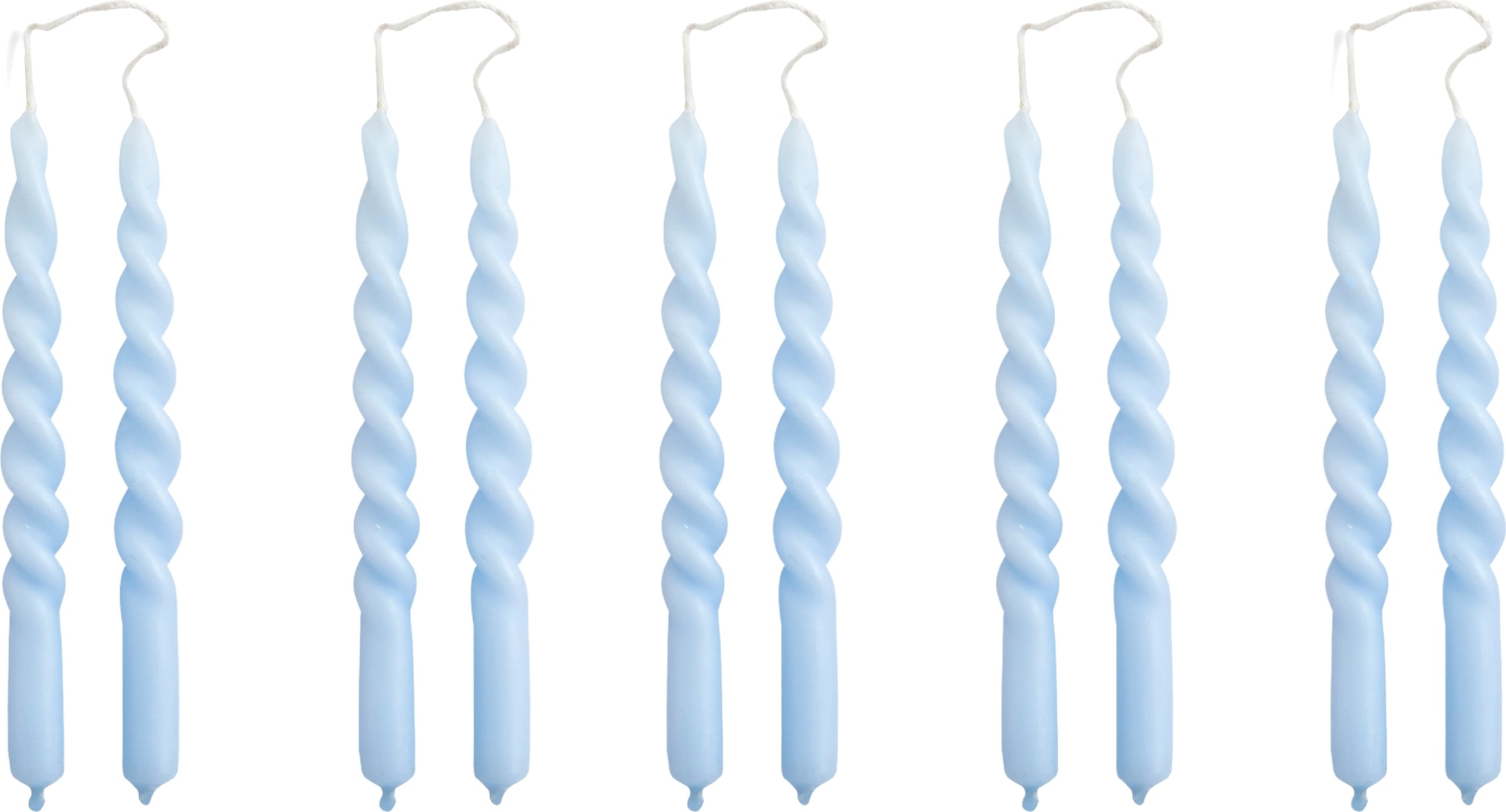 Świece Mini Swirl jasnoniebieskie 10 szt.