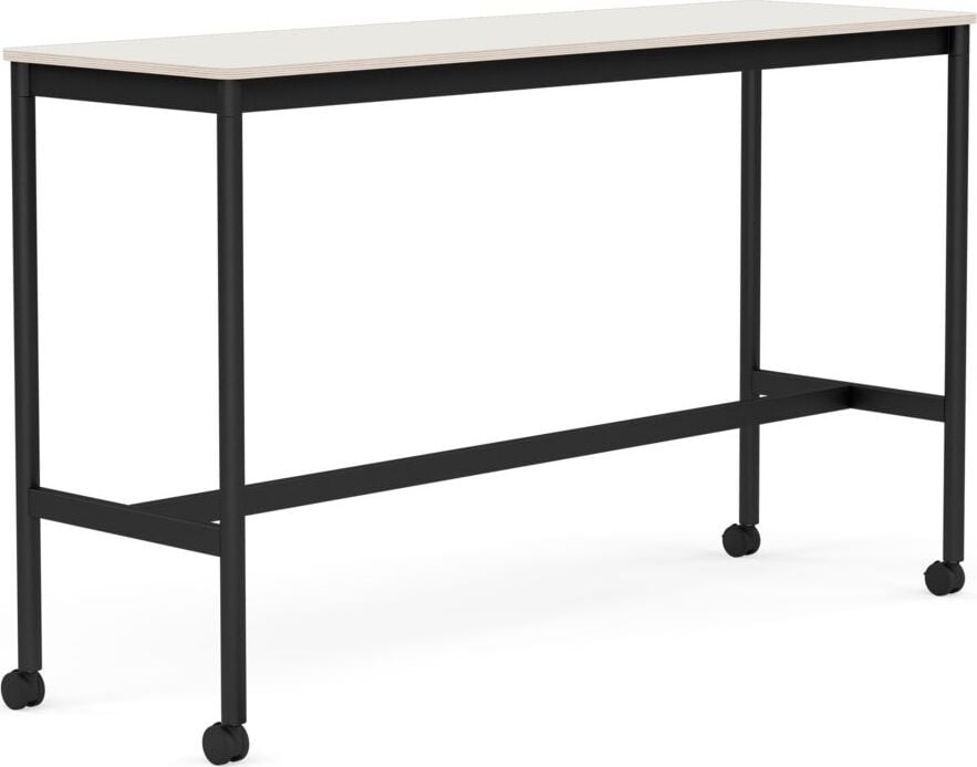 Stół na kółkach Base 50 x 160 x 95 cm biały nanolaminat nogi czarne