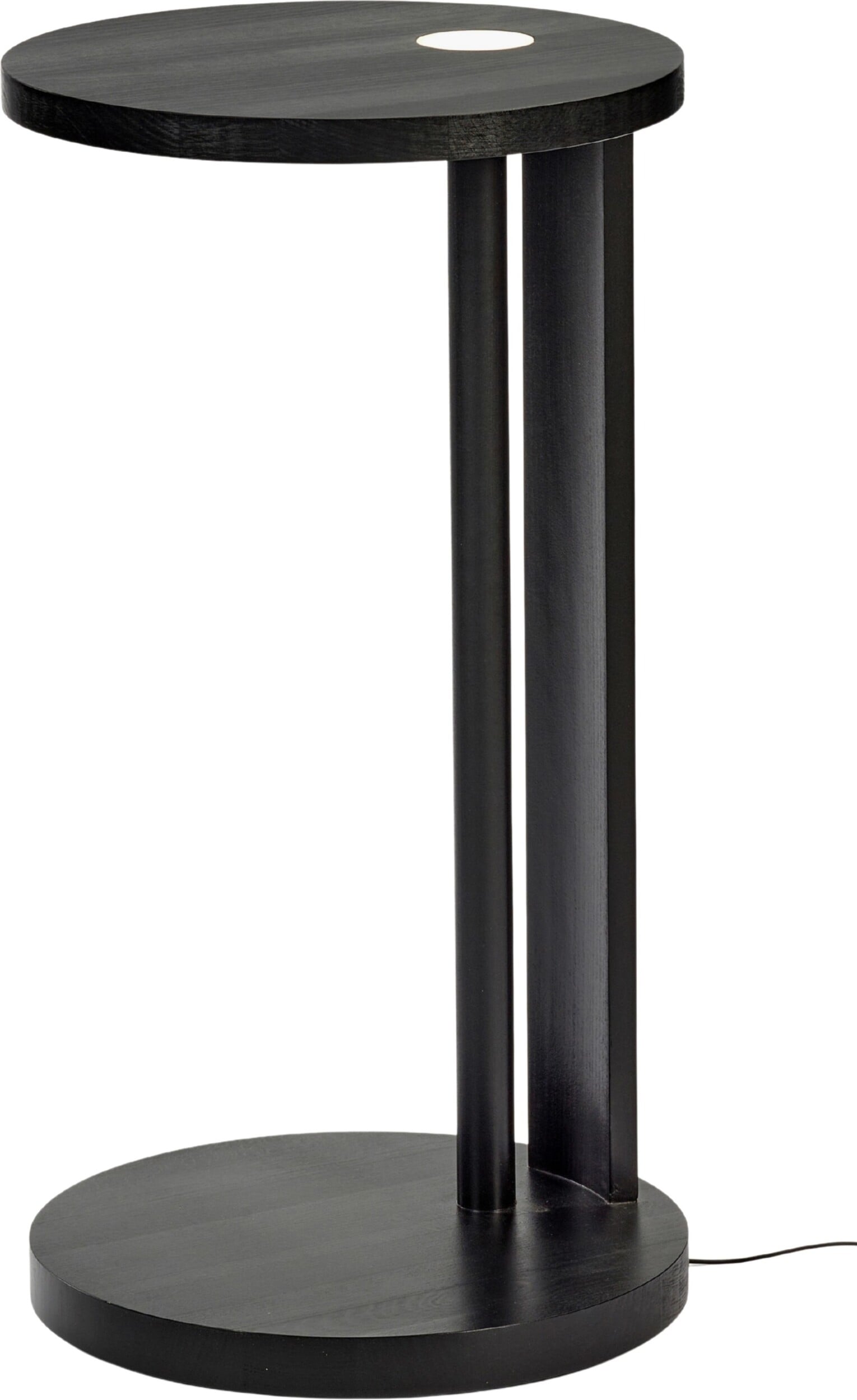 Stolik boczny z wbudowanym oświetleniem LED Aura 72 cm czarny drewno bukowe