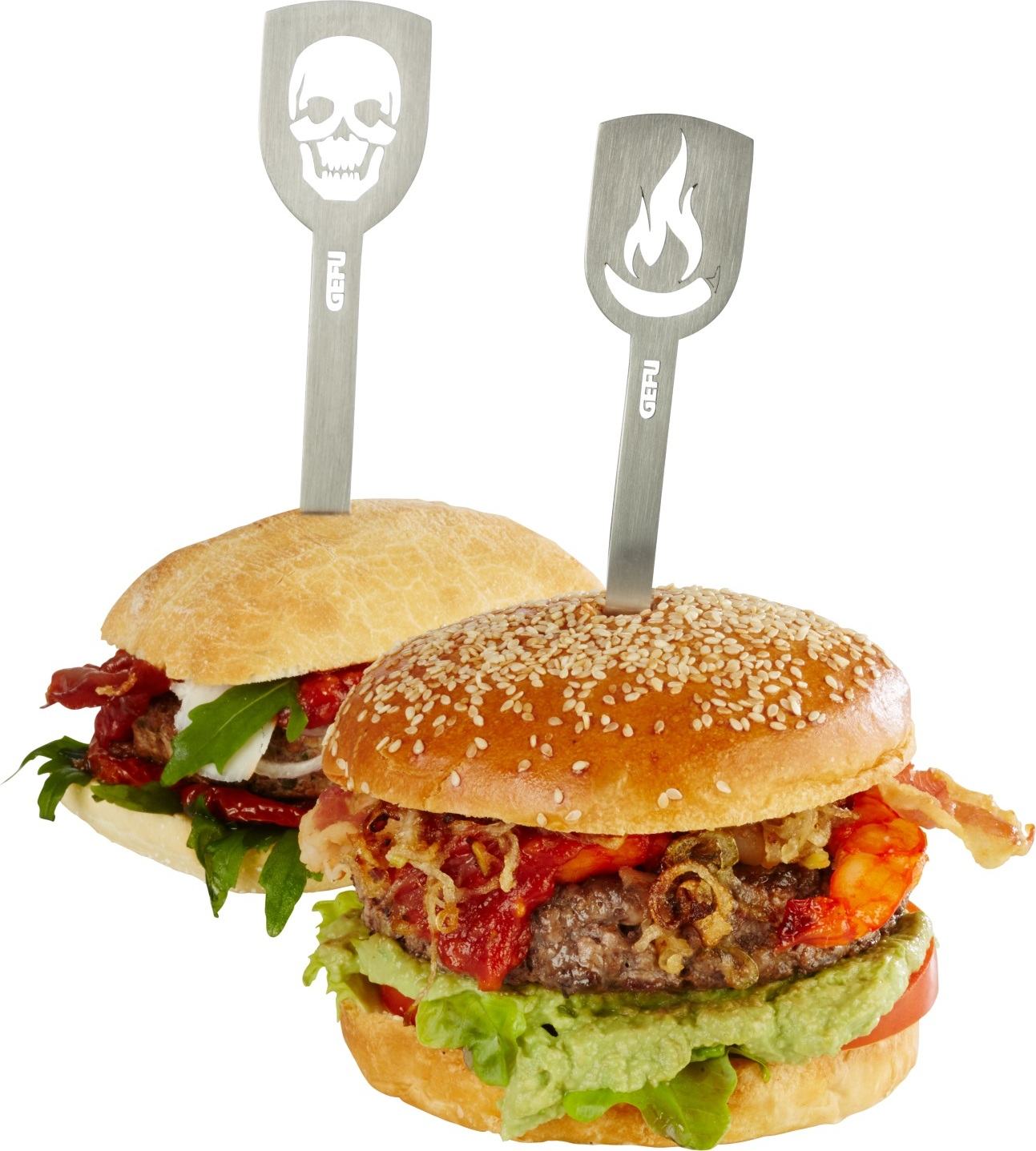 Szpikulce do hamburgerów Torro czaszka i płomień 2 szt.