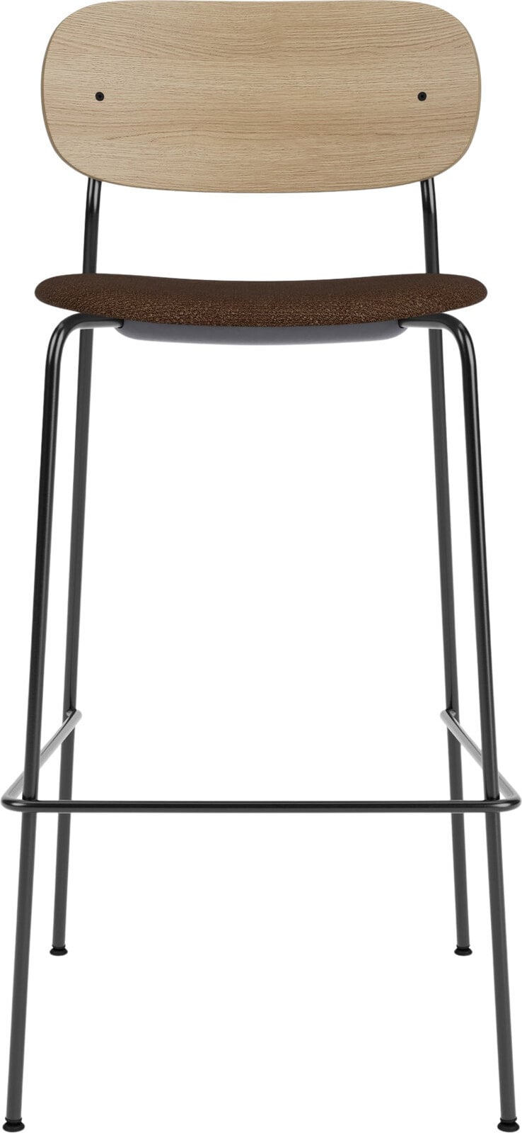 Krzesło barowe Co 78 5 cm jasny dąb z tapicerowanym siedziskiem boucle brąz