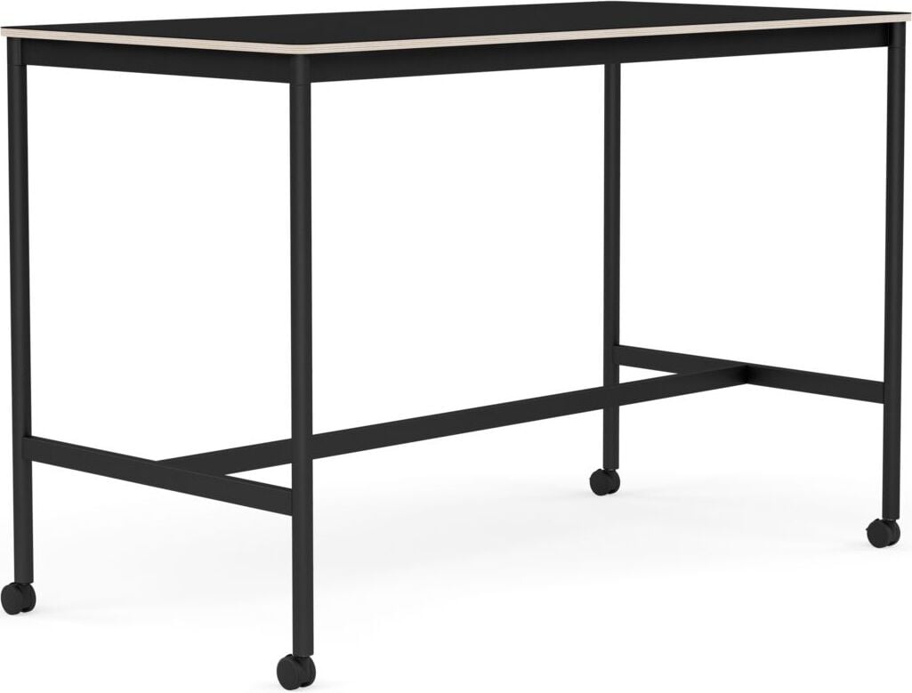 Stół na kółkach Base 80 x 160 x 105 cm czarny laminowany nogi czarne